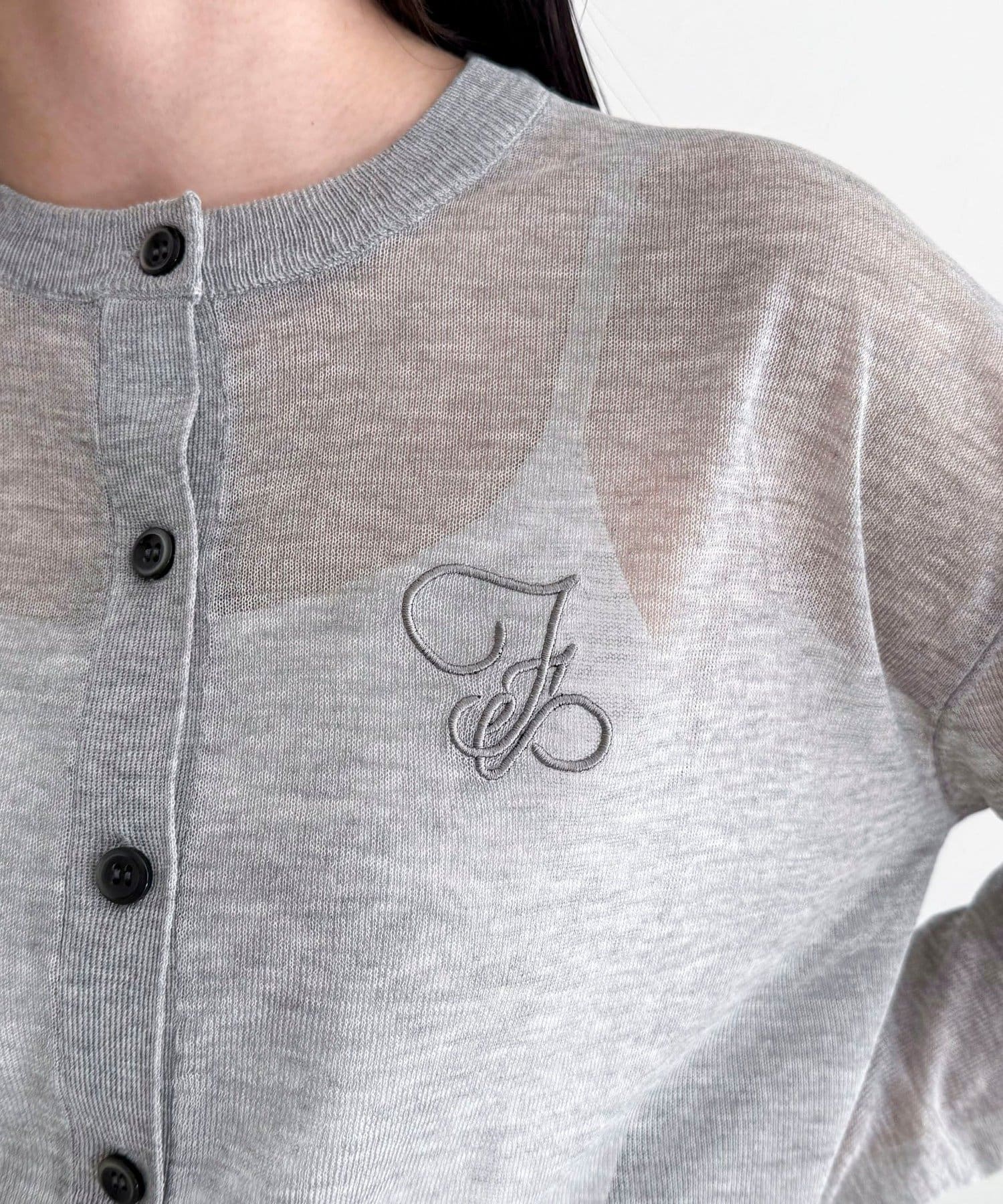 FREDY & GLOSTER(フレディ アンド グロスター) 刺繍入りシアーニットカーディガン