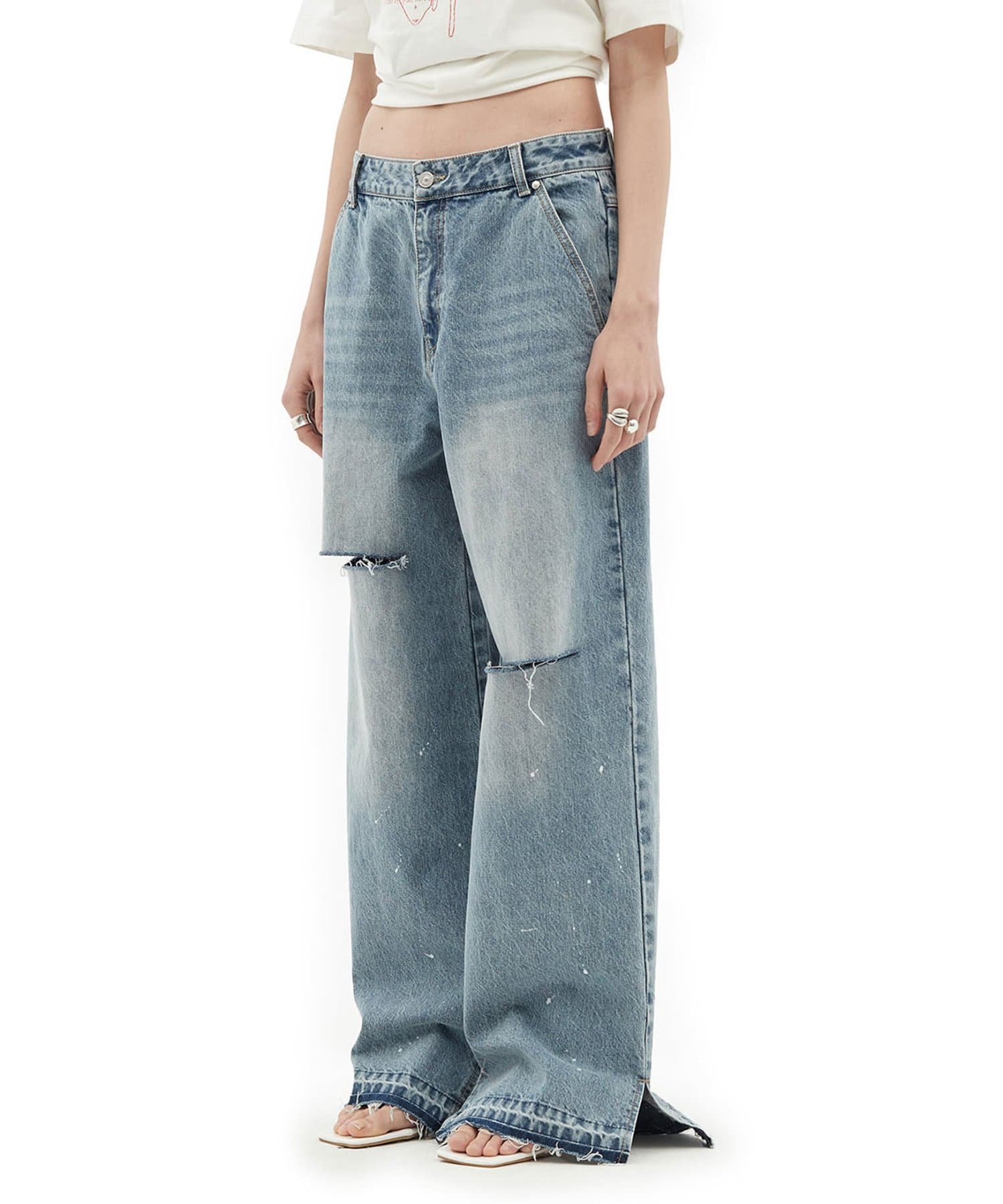 CIAOPANIC(チャオパニック) 【DEFGARMENTS/デフガーメンツ】WASHED BUCKLE DENIM PANTS