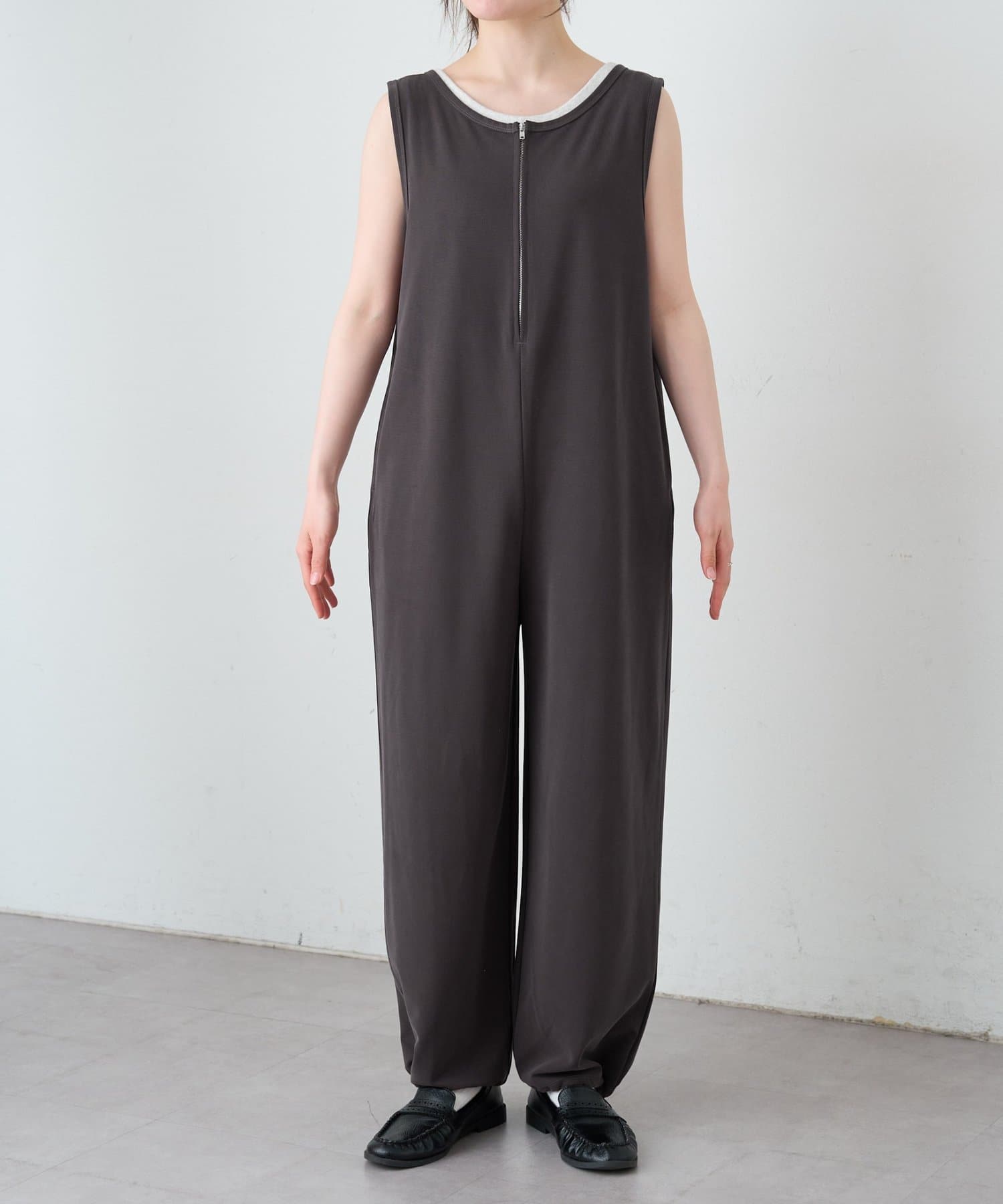 CIAOPANIC TYPY(チャオパニックティピー) フロントZIP裾ドロストオールインワン