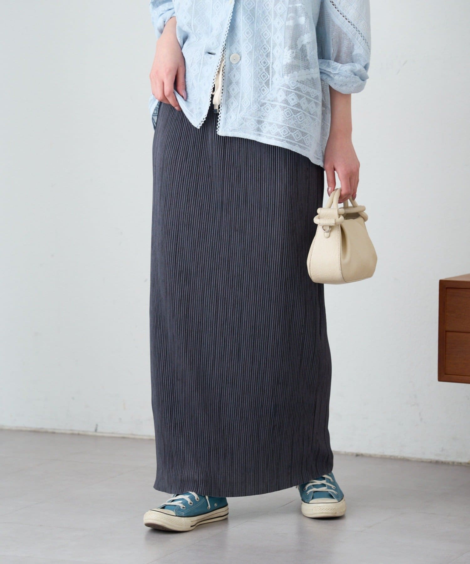 CIAOPANIC TYPY(チャオパニックティピー) カットプリーツウエスト紐Iラインスカート