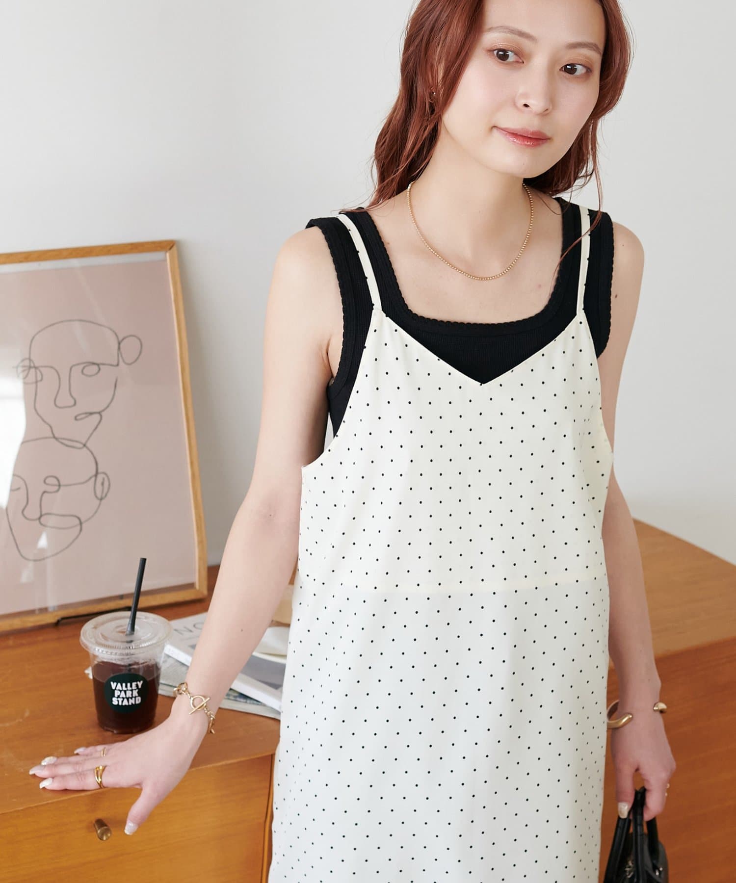 DISCOAT(ディスコート) 【WEB限定】マキシキャミドットワンピース