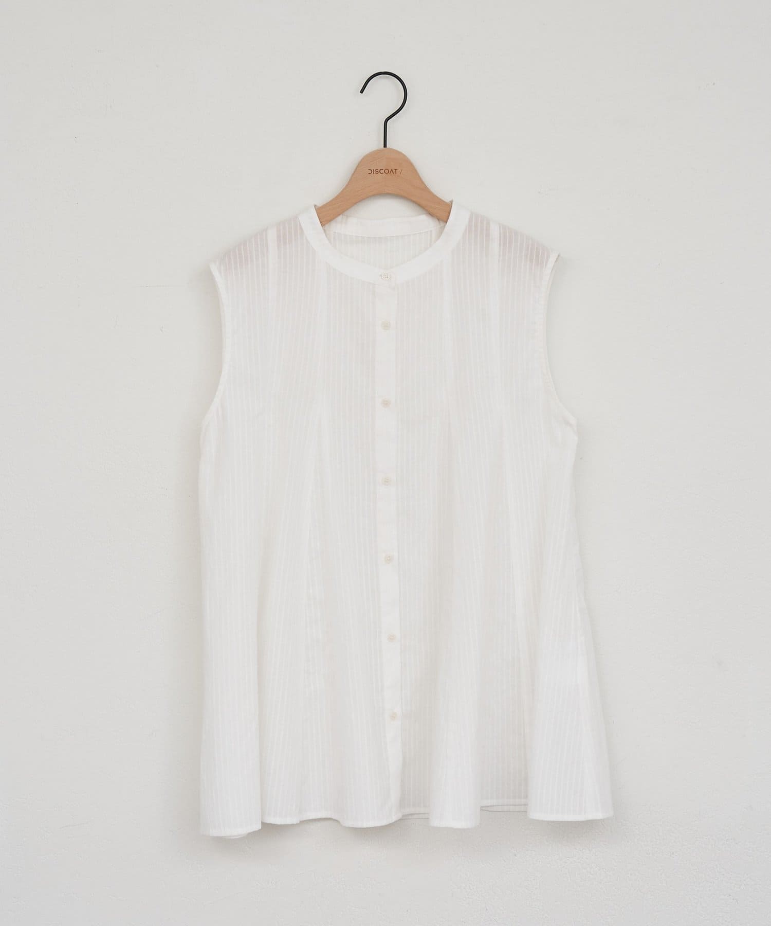 DISCOAT(ディスコート) 【WEB限定】ノーカラーフレアシャツ