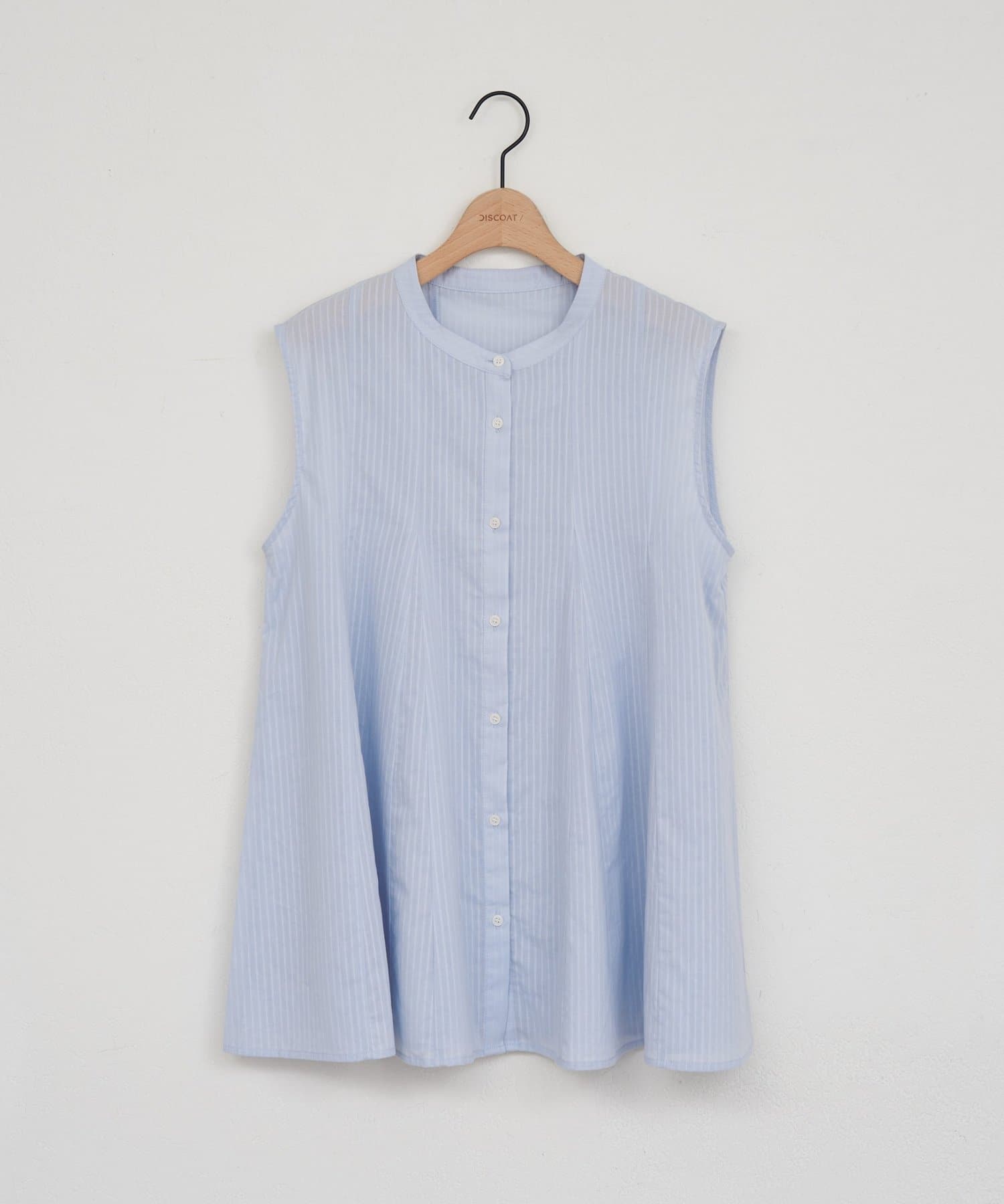 DISCOAT(ディスコート) 【WEB限定】ノーカラーフレアシャツ