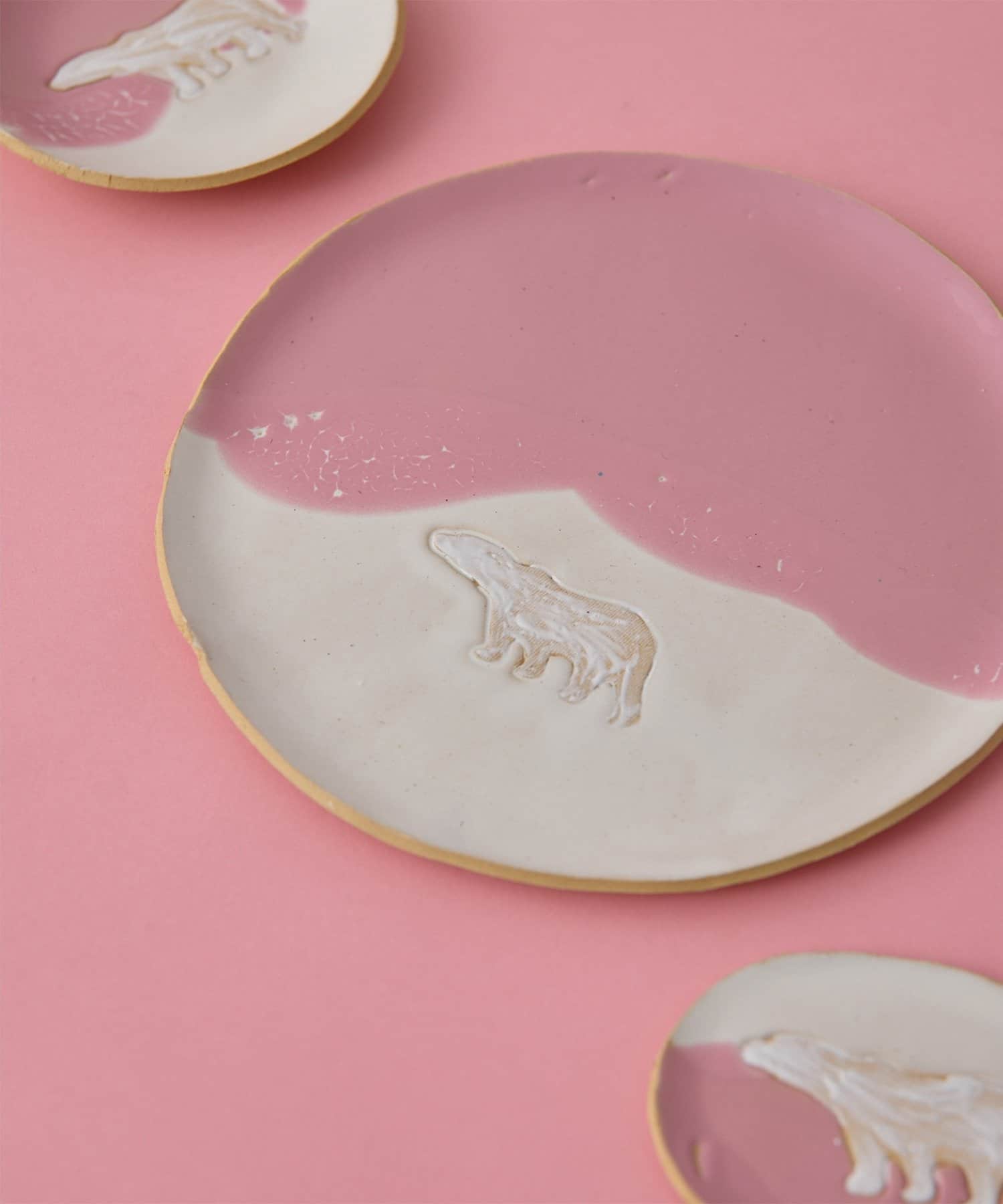 Whim Gazette(ウィム ガゼット) teto ceramics/《別注》シロクマ桜惑星皿中