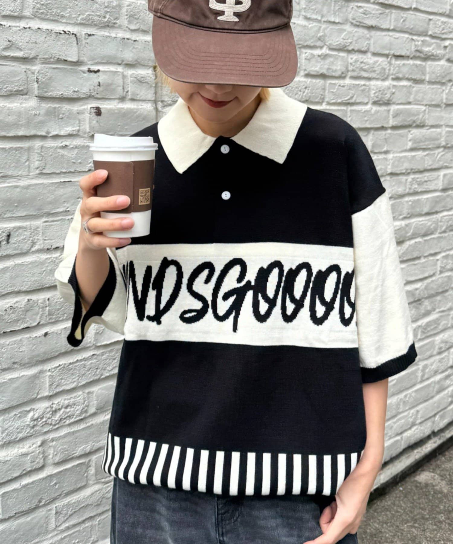 CIAOPANIC TYPY(チャオパニックティピー) 【SOUNDSGOOOOD】切り替えロゴニットポロ