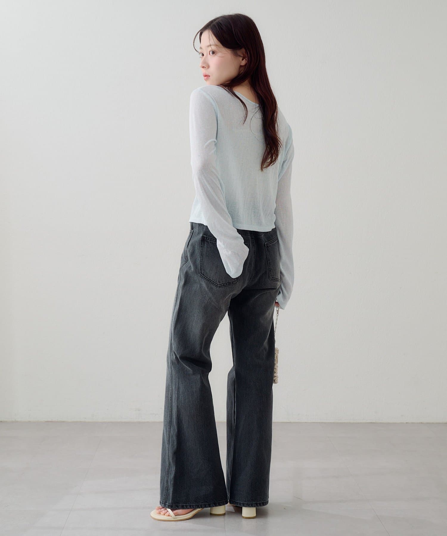 Kastane(カスタネ) 【4色展開/前後2WAY】ラインストーンシアーカットソー