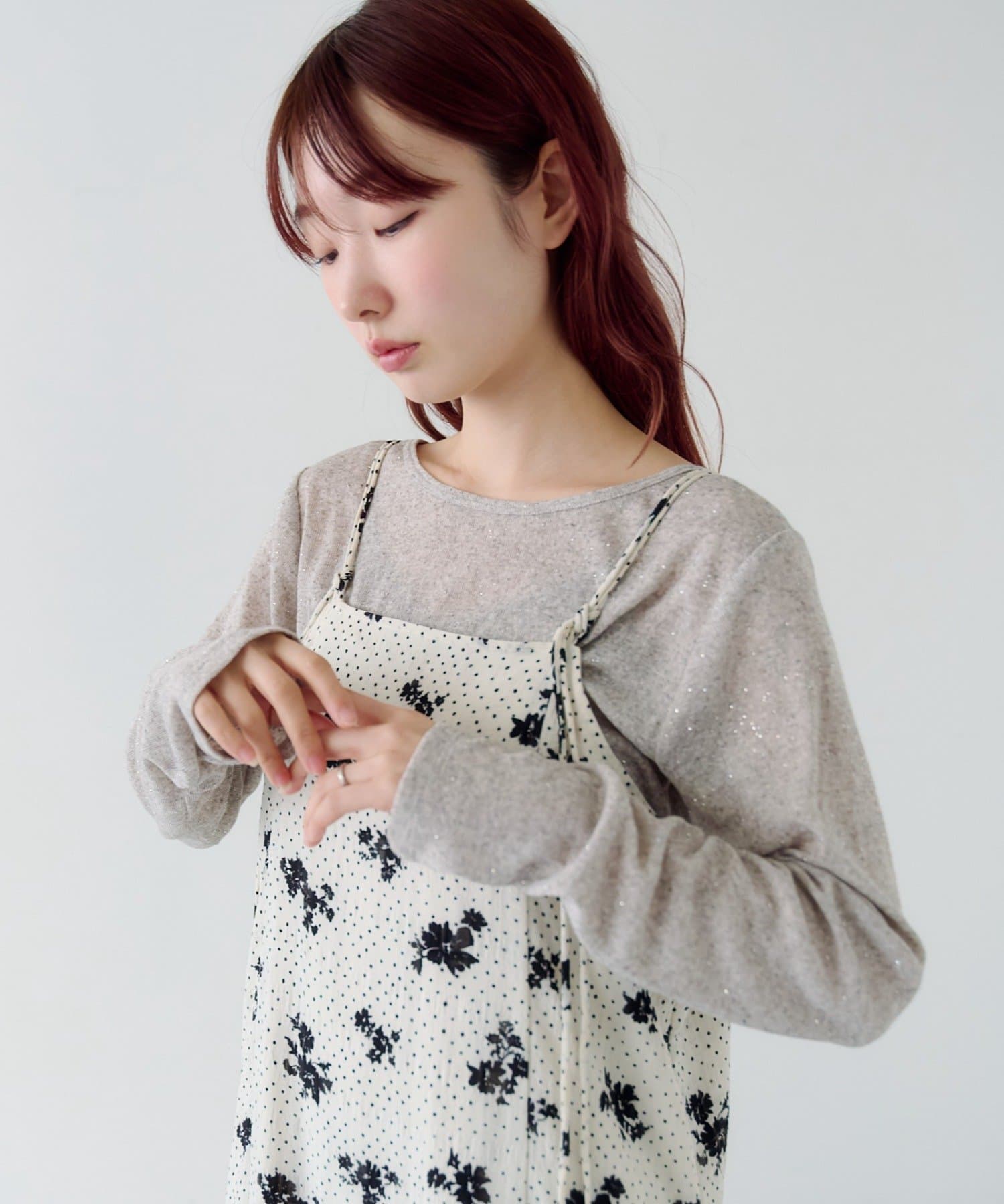 Kastane(カスタネ) 【3.20(金)12:00発売/4色展開/前後2WAY】ラインストーンシアーカットソー