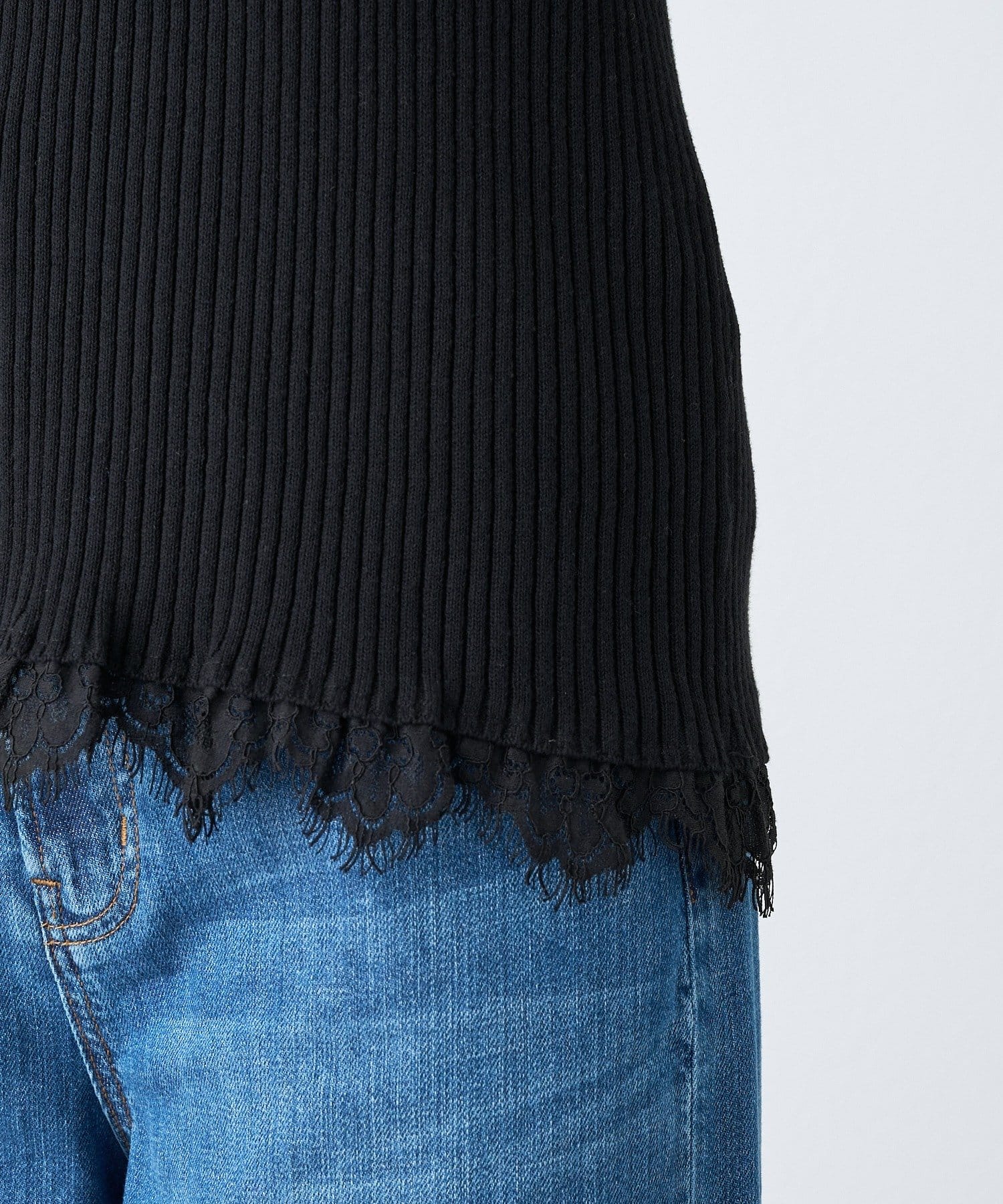 RIVE DROITE(リヴドロワ) 予約【セットアップ対応可】レースヘムスリーブレスニット