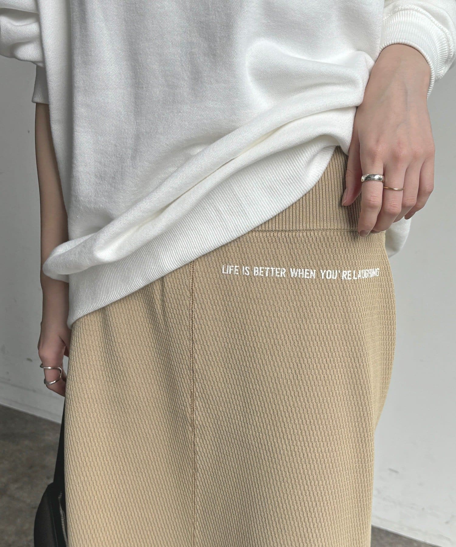 DOUDOU(ドゥドゥ) 【セットアップ可能】ハニカムワッフル編みニットスカート