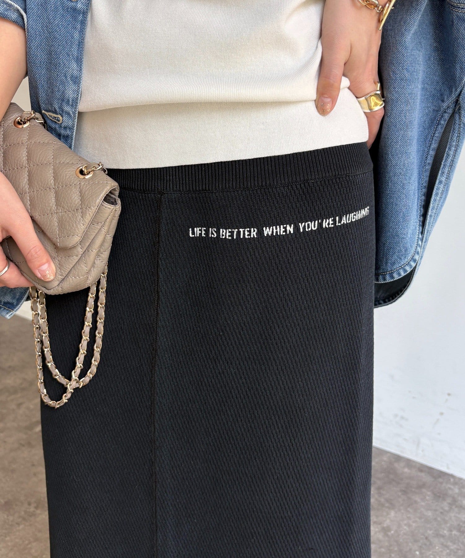 DOUDOU(ドゥドゥ) 【セットアップ可能】ハニカムワッフル編みニットスカート