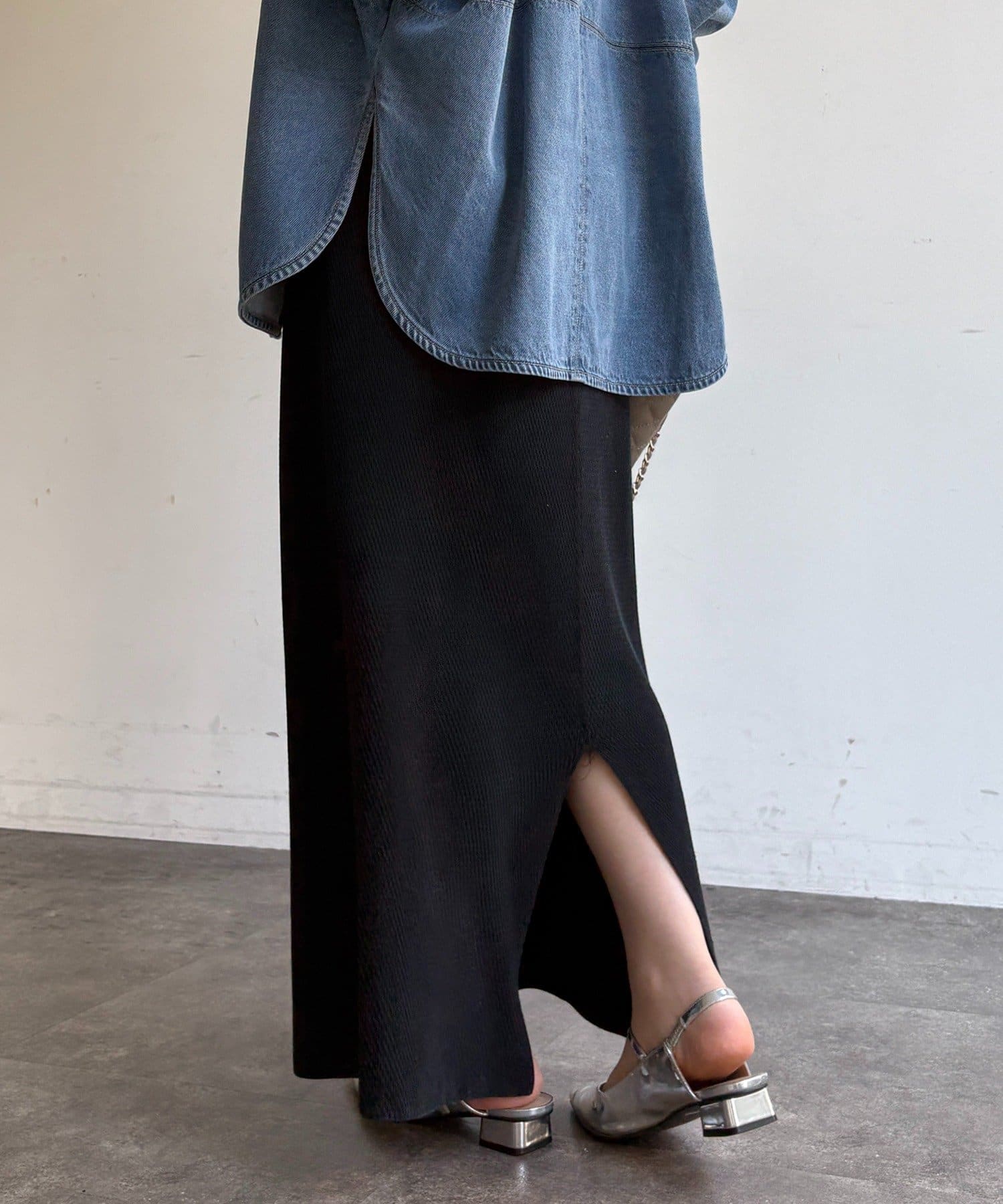 DOUDOU(ドゥドゥ) 【セットアップ可能】ハニカムワッフル編みニットスカート