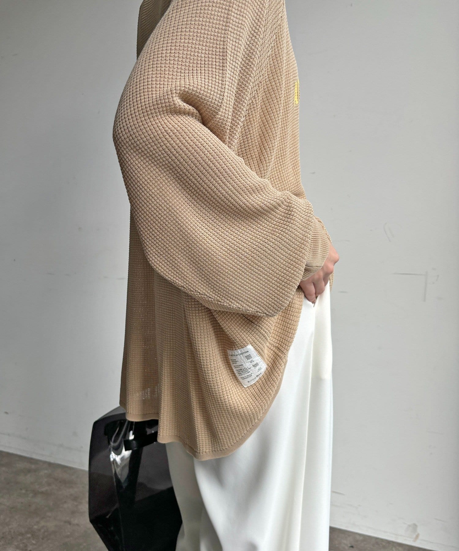 DOUDOU(ドゥドゥ) ワッフル編みロゴプリントニット