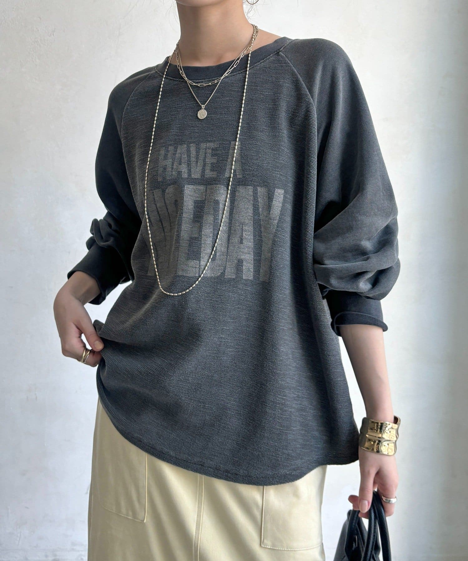 DOUDOU(ドゥドゥ) 【WEB限定】スラブ天竺ロゴロンTEE