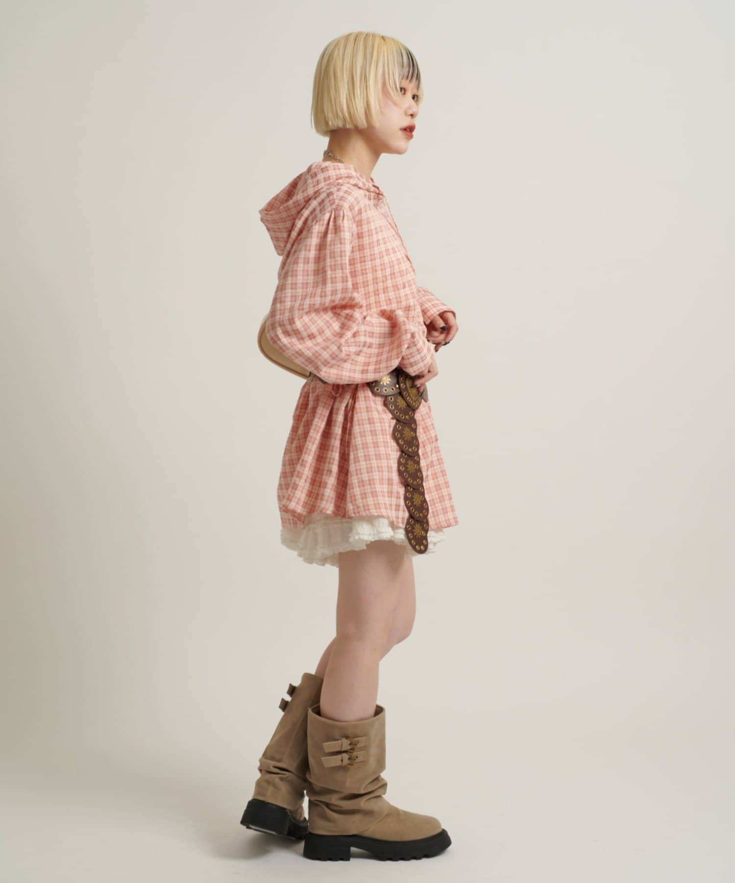 w closet(ダブルクローゼット) 【3色展開/ウエストゴム】ドロストフードシャツ