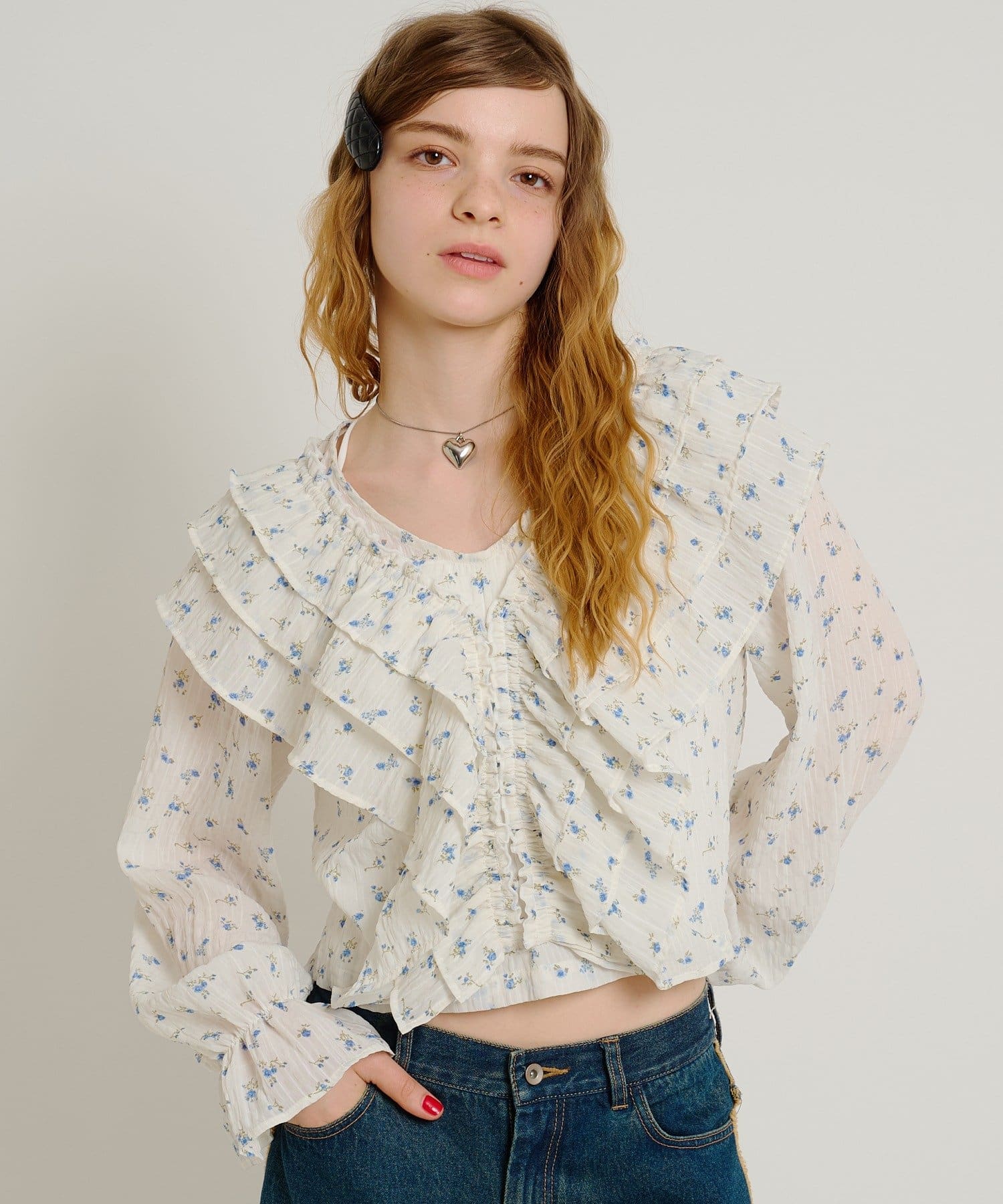 w closet(ダブルクローゼット) 2wayフリルブラウス