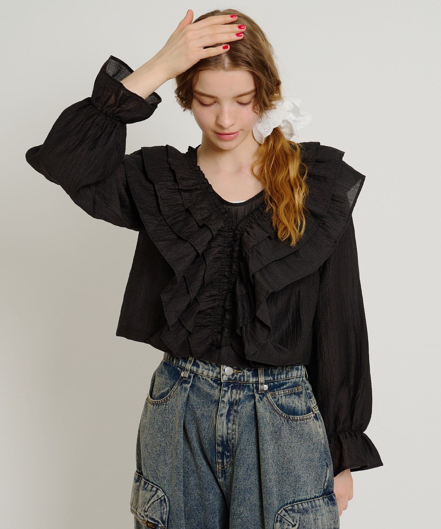 w closet(ダブルクローゼット) 2wayフリルブラウス