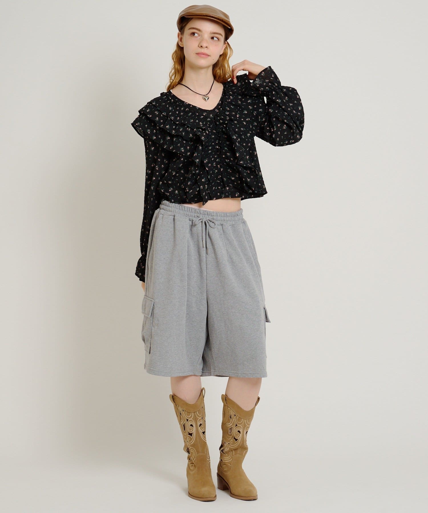 w closet(ダブルクローゼット) 2wayフリルブラウス