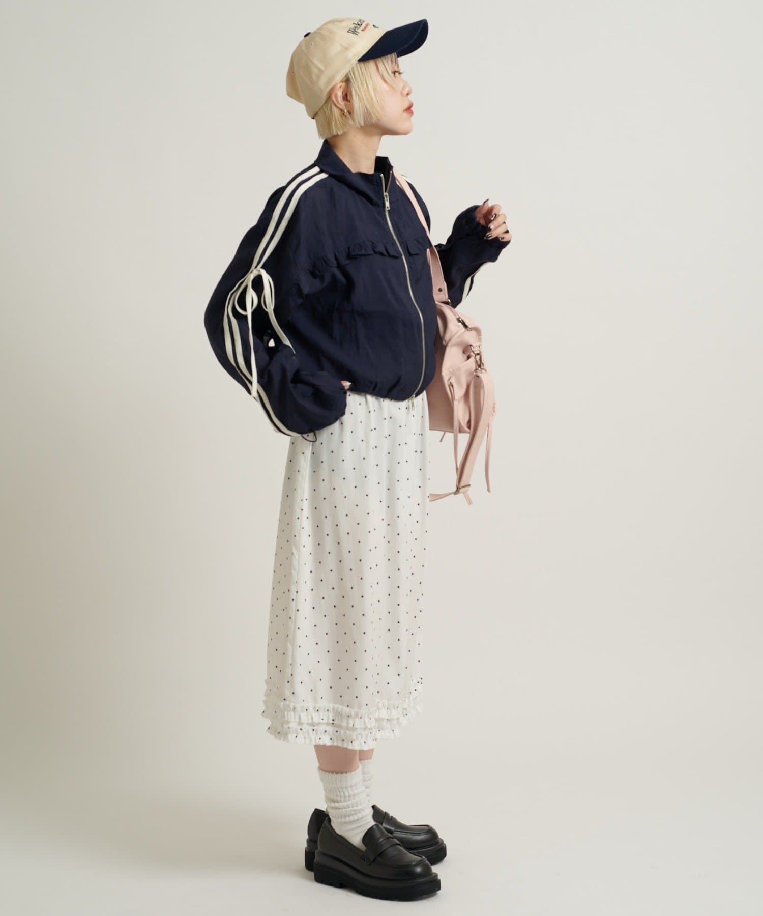 w closet(ダブルクローゼット) 【2サイズ展開/5色展開】シアーフリルブルゾン