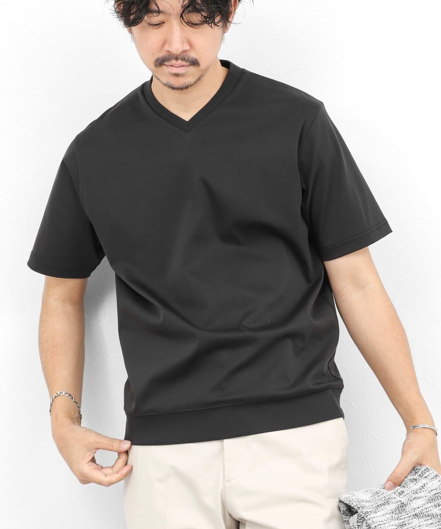 NOLLEY'S(ノーリーズ) 《ビジカジ対応》シルケットスムース VネックドレスTシャツ