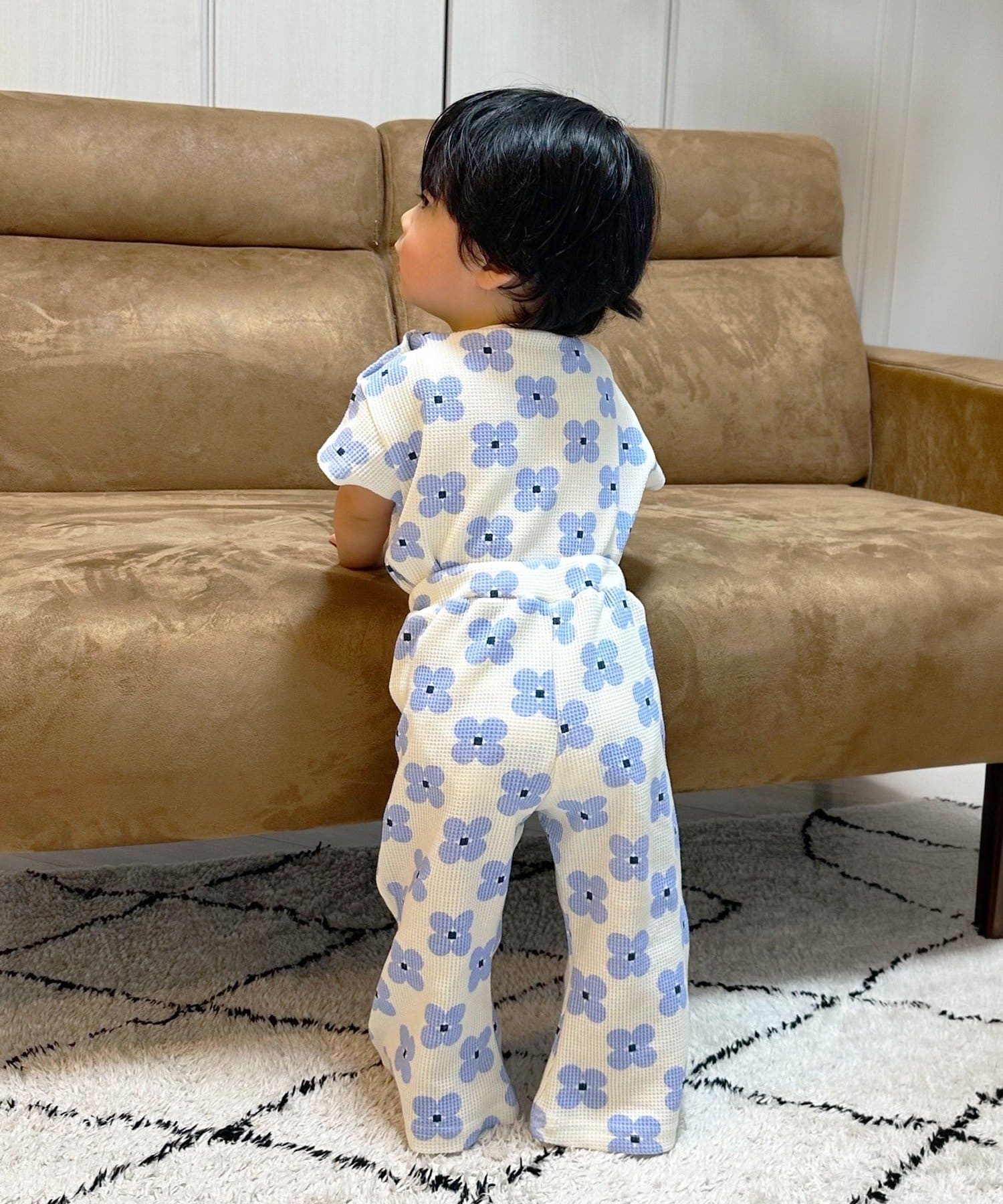 3COINS(スリーコインズ) ワッフルロングパンツ：70～80cm