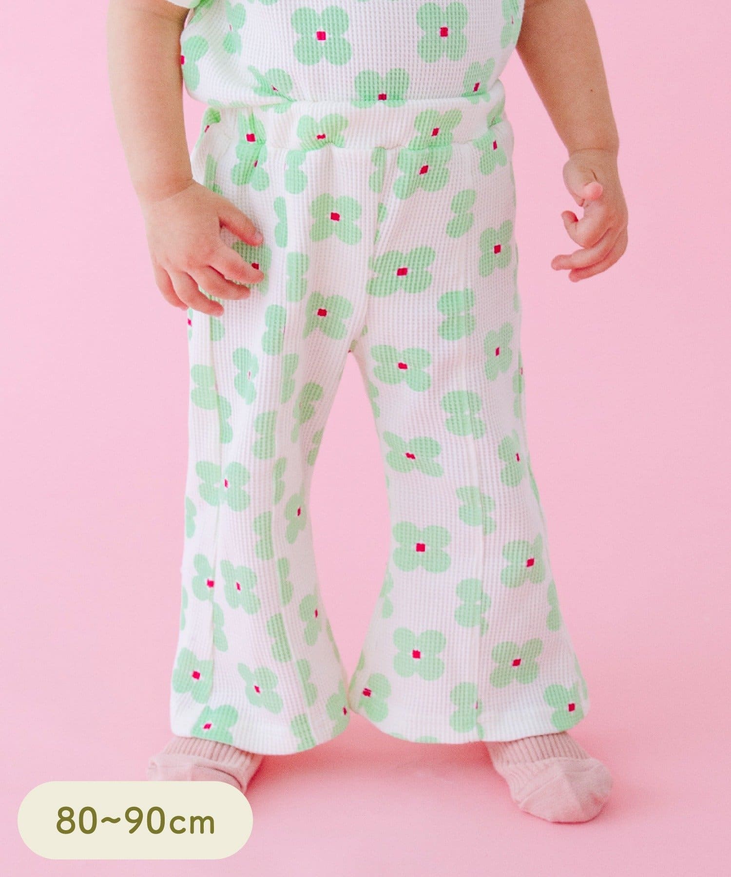 3COINS(スリーコインズ) ワッフルロングパンツ：80～90cm