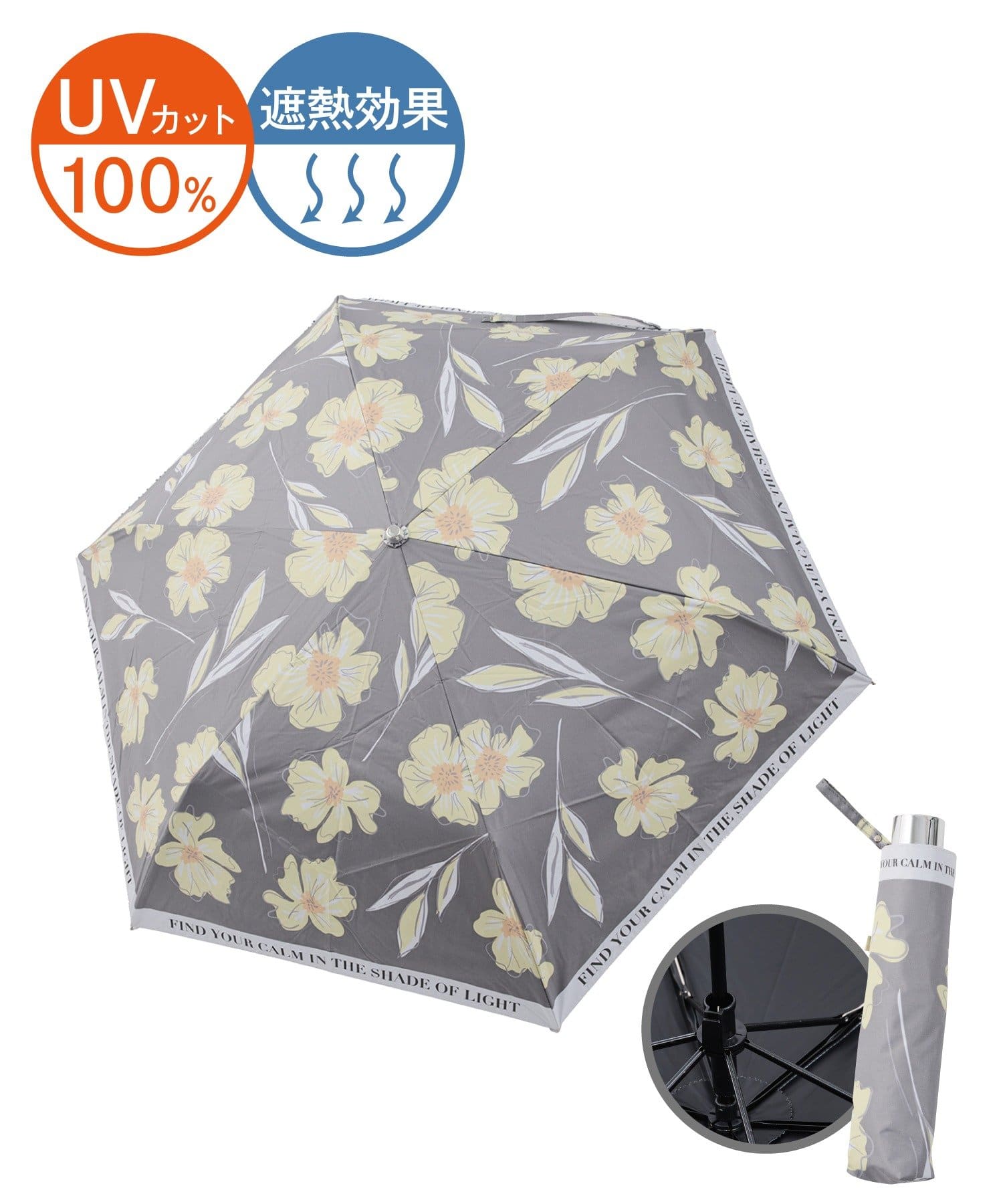 3COINS(スリーコインズ) 晴雨兼用折傘フラワーフチロゴ