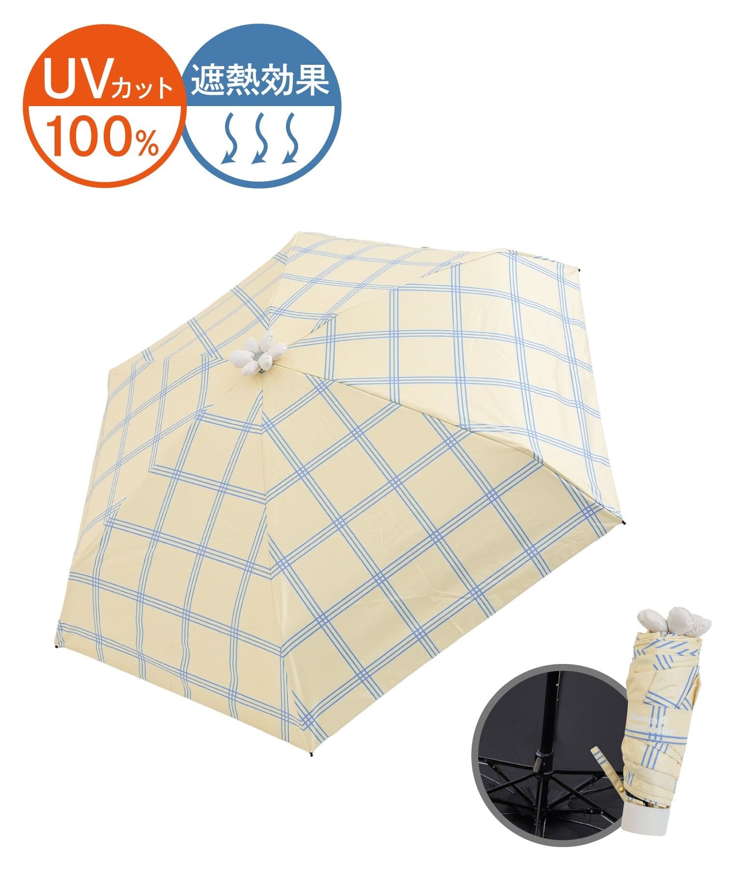 3COINS(スリーコインズ) 晴雨兼用折傘フラワーチェック