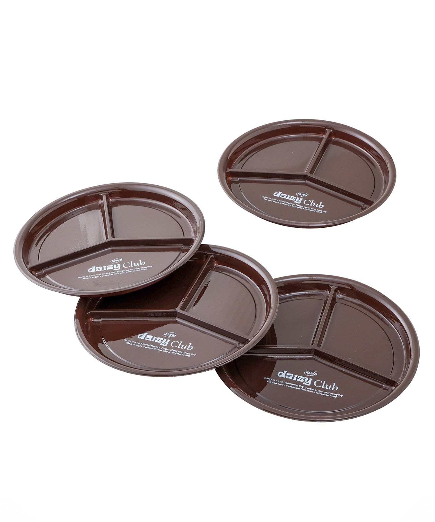 3COINS(スリーコインズ) 仕切り付きラウンドプレート4枚セット：26.2cm