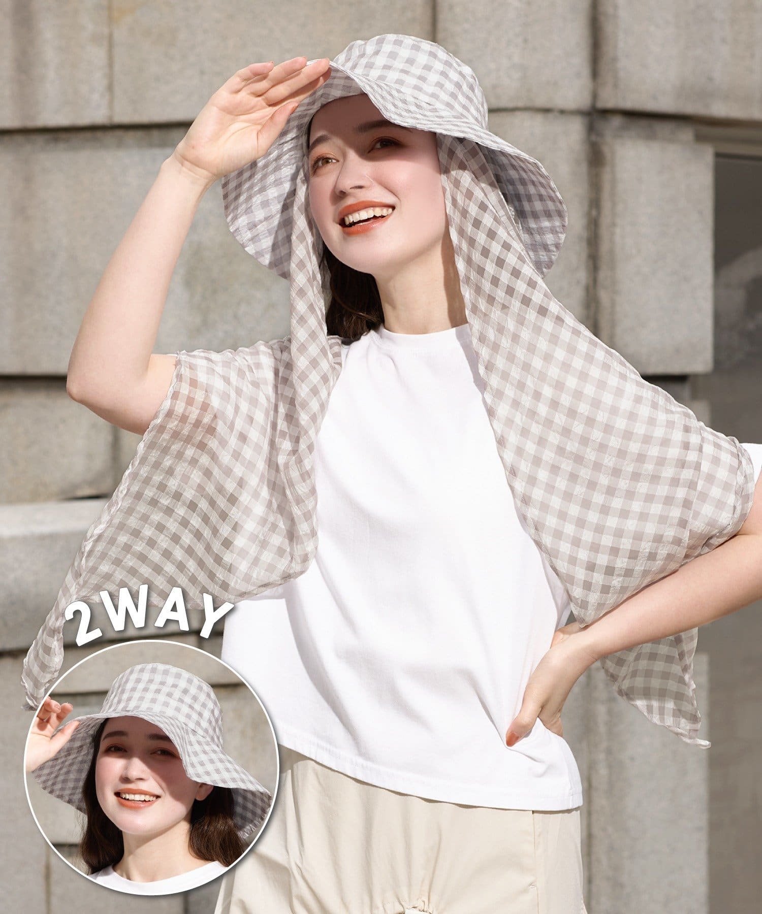 3COINS(スリーコインズ) UVスカーフ付きハット