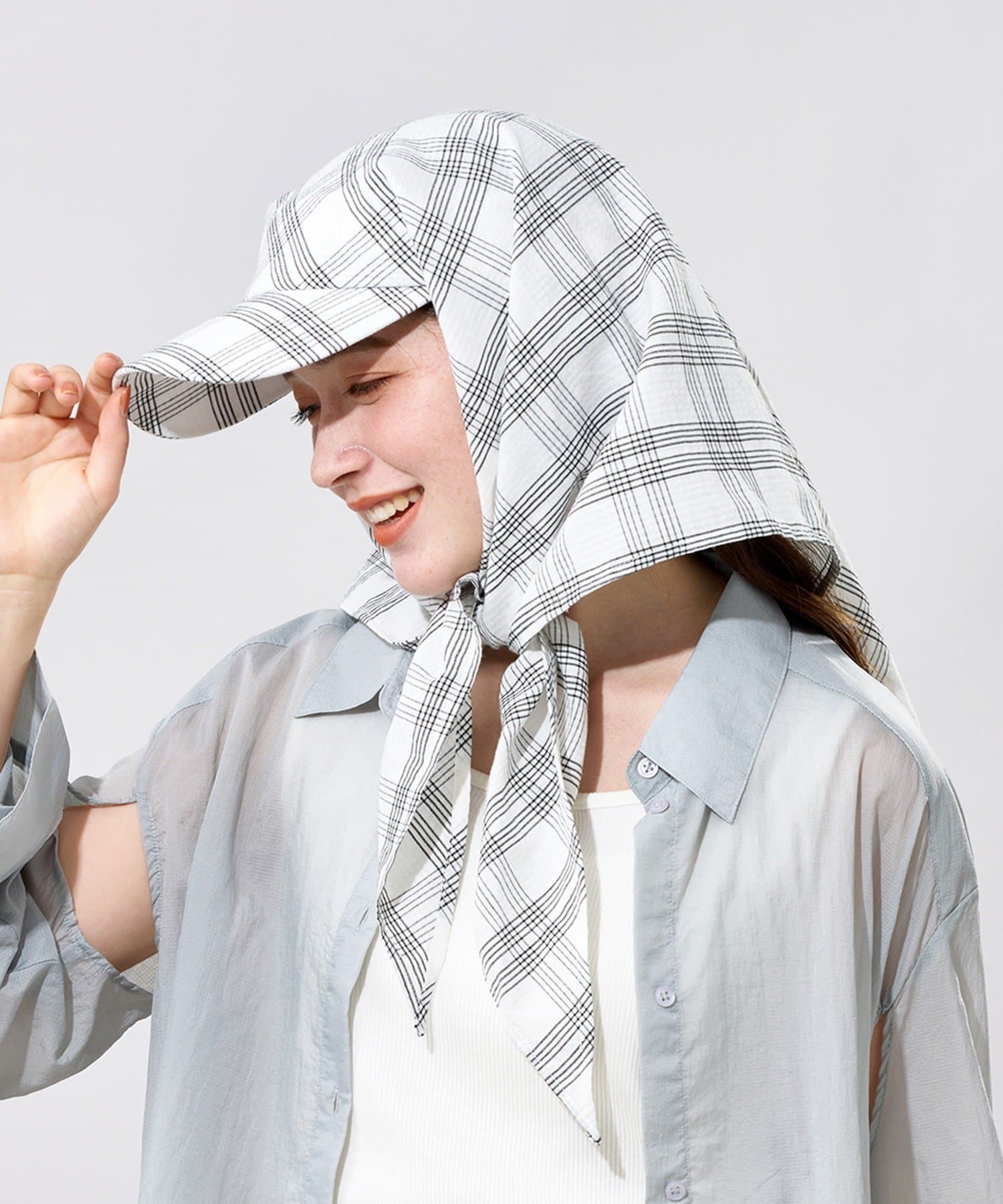 3COINS(スリーコインズ) UVスカーフ付きキャップ