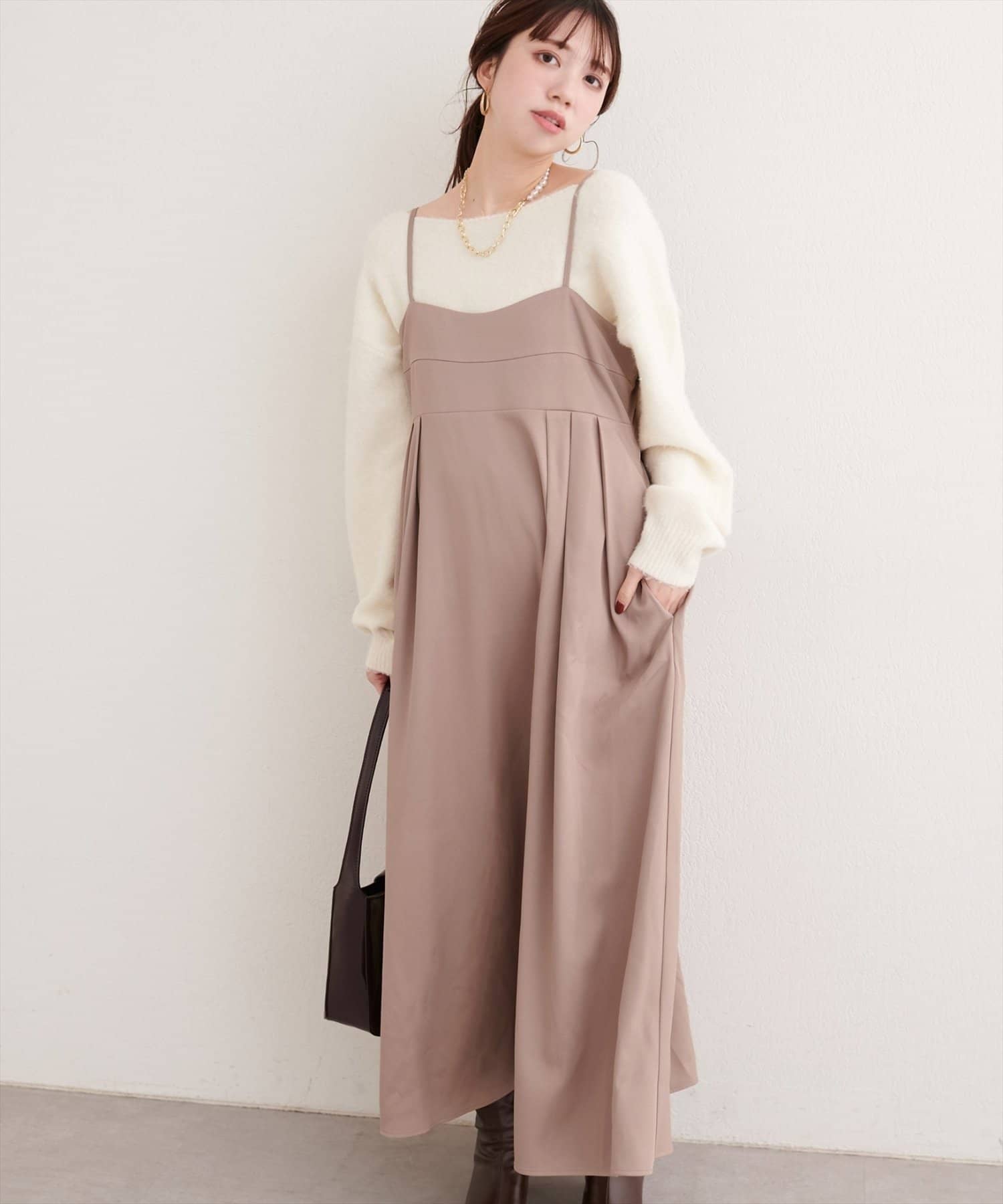 NICE CLAUP / OLIVE des OLIVE OUTLET(ナイスクラップ  / オリーブ デ オリーブ アウトレット) 【EVERY.VERY niceclaup】タックキャミワンピース