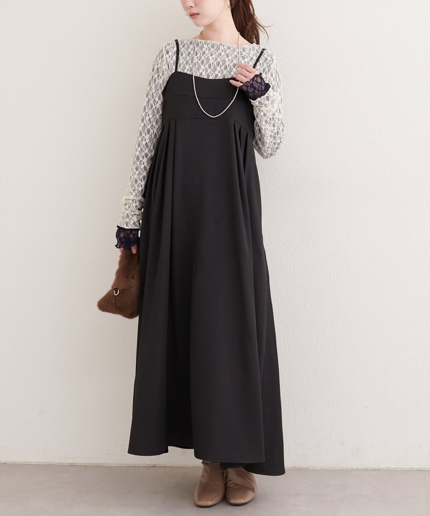 NICE CLAUP / OLIVE des OLIVE OUTLET(ナイスクラップ  / オリーブ デ オリーブ アウトレット) 【EVERY.VERY niceclaup】タックキャミワンピース