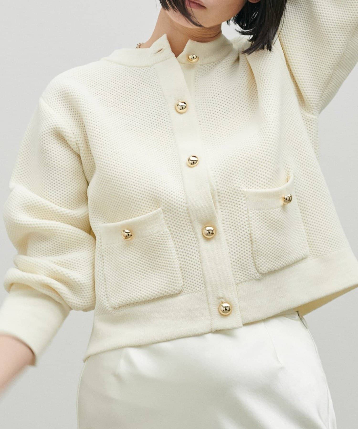 NICE CLAUP / OLIVE des OLIVE OUTLET(ナイスクラップ  / オリーブ デ オリーブ アウトレット) 【LARUTA】軽やかなハニカム編みニットカーディガン