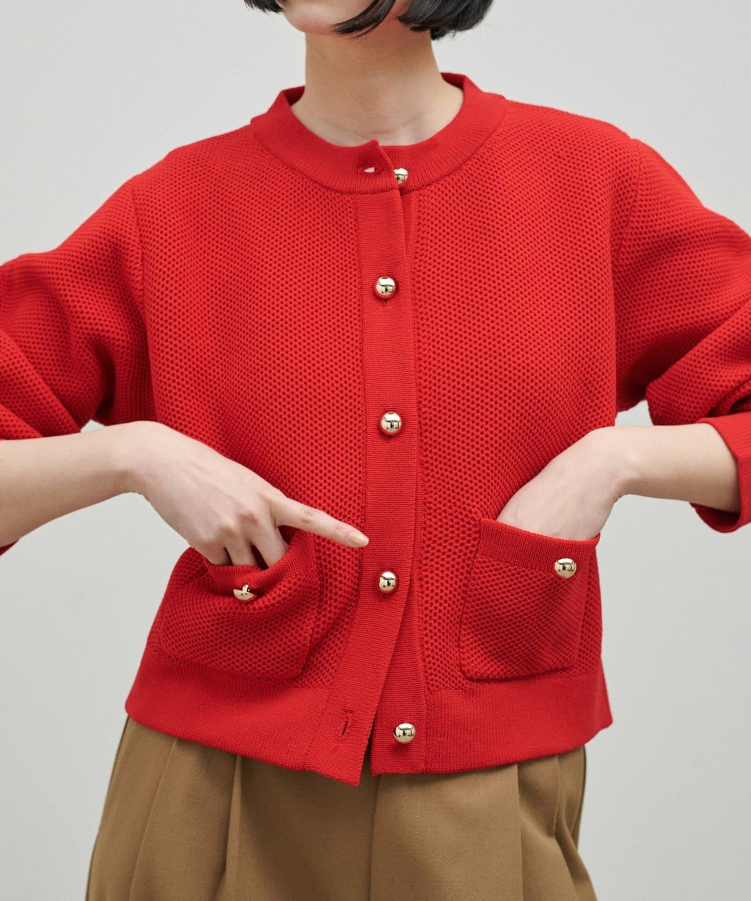 NICE CLAUP / OLIVE des OLIVE OUTLET(ナイスクラップ  / オリーブ デ オリーブ アウトレット) 【LARUTA】軽やかなハニカム編みニットカーディガン