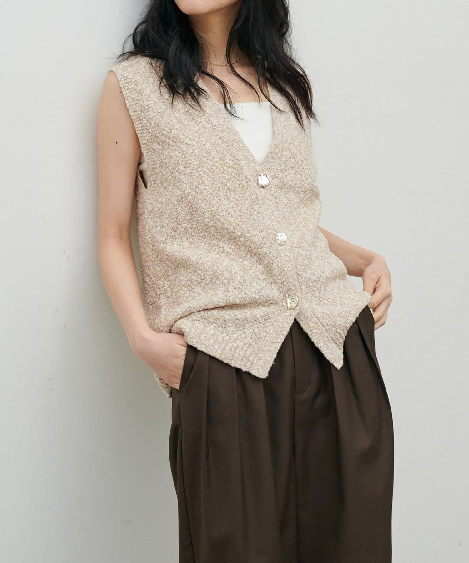 NICE CLAUP / OLIVE des OLIVE OUTLET(ナイスクラップ  / オリーブ デ オリーブ アウトレット) 【LARUTA】ツイード風MIXスラブベスト