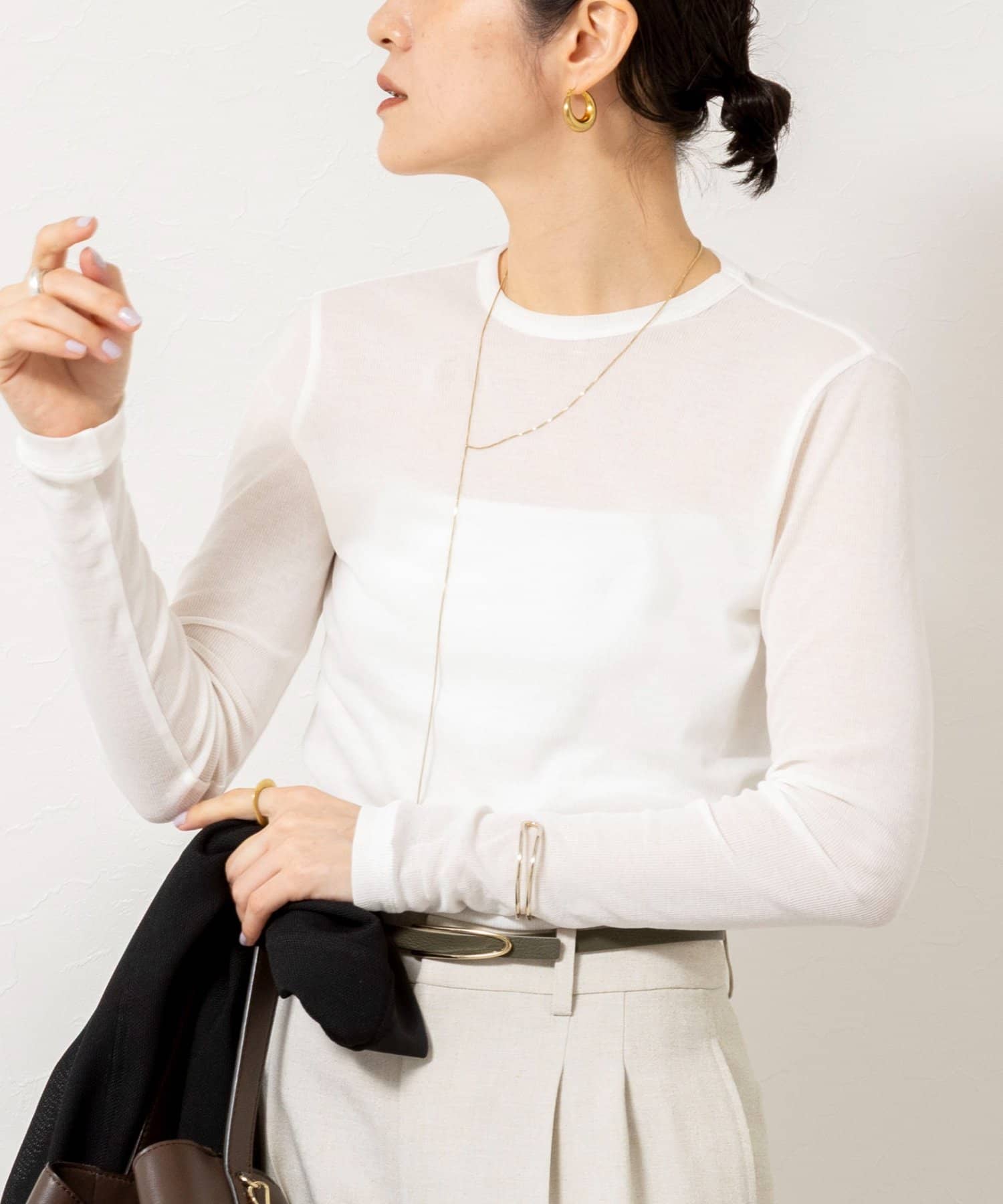 NOLLEY'S(ノーリーズ) ウォッシャブルorganicコットンシアーテレコロンＴ