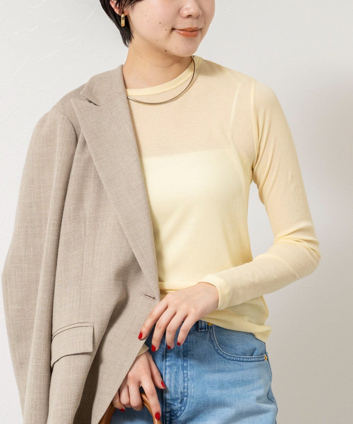 NOLLEY'S(ノーリーズ) ウォッシャブルorganicコットンシアーテレコロンＴ