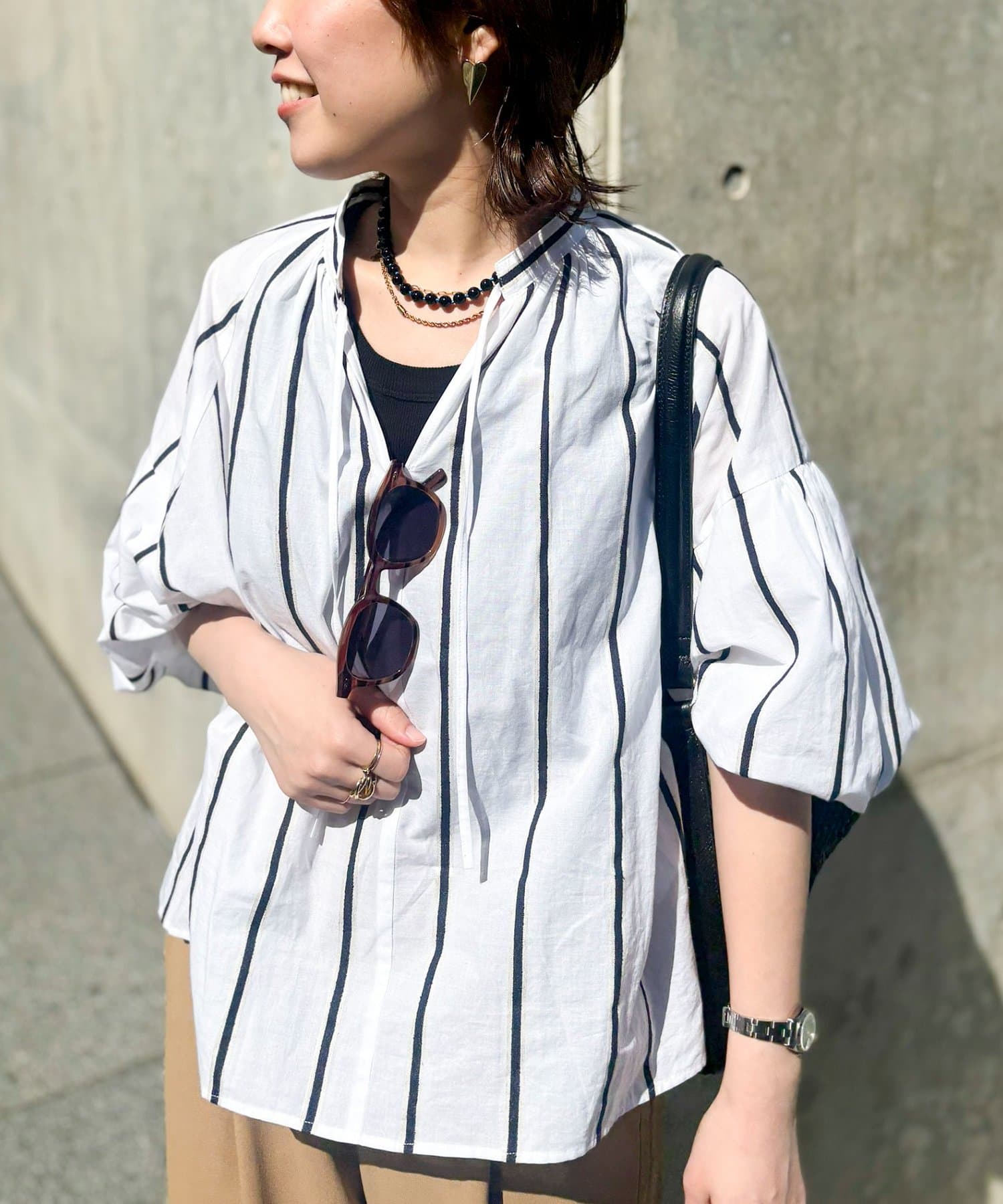 NOLLEY'S(ノーリーズ) ウォッシャブルドビーストライプブラウス