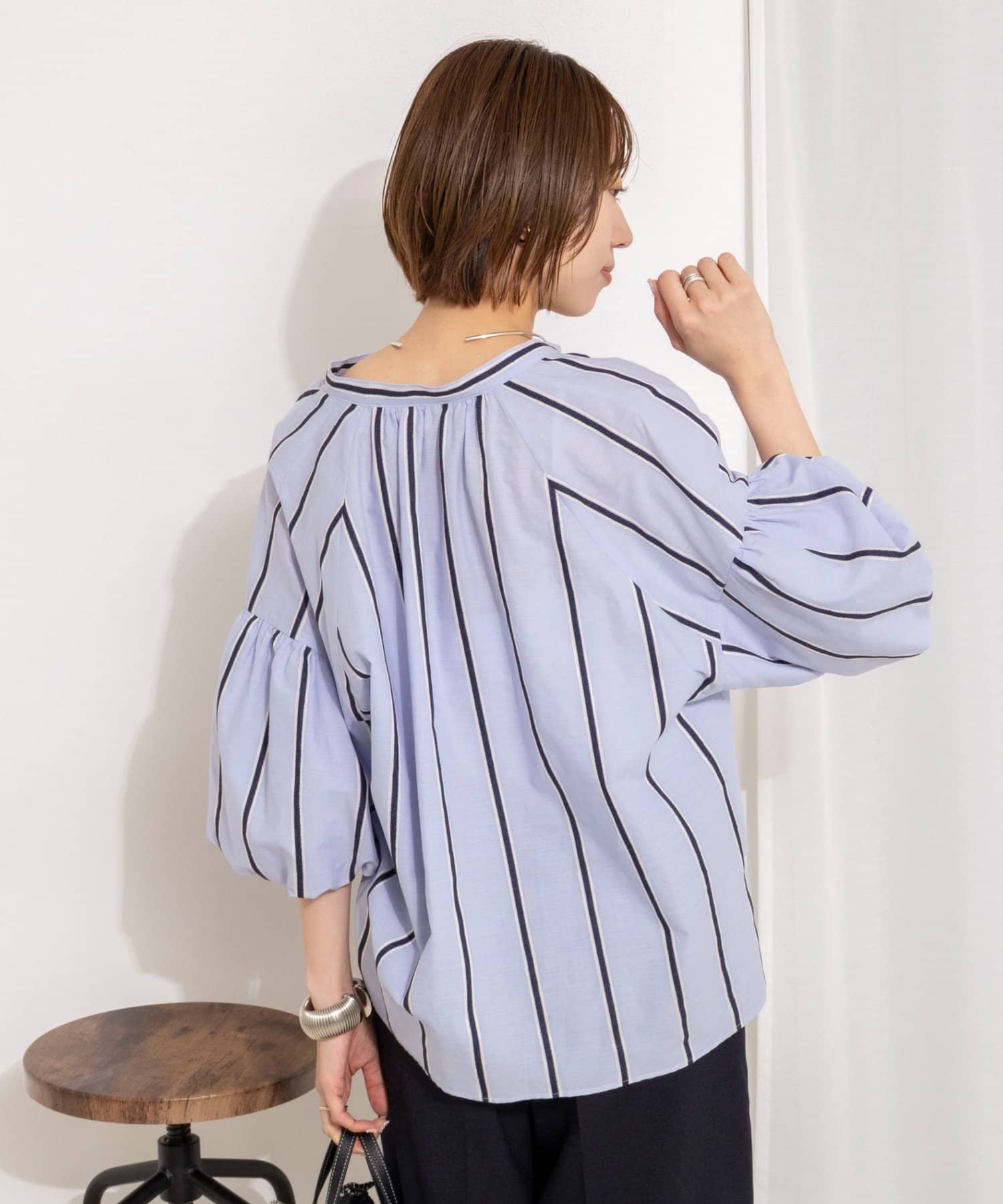 NOLLEY'S(ノーリーズ) ウォッシャブルドビーストライプブラウス