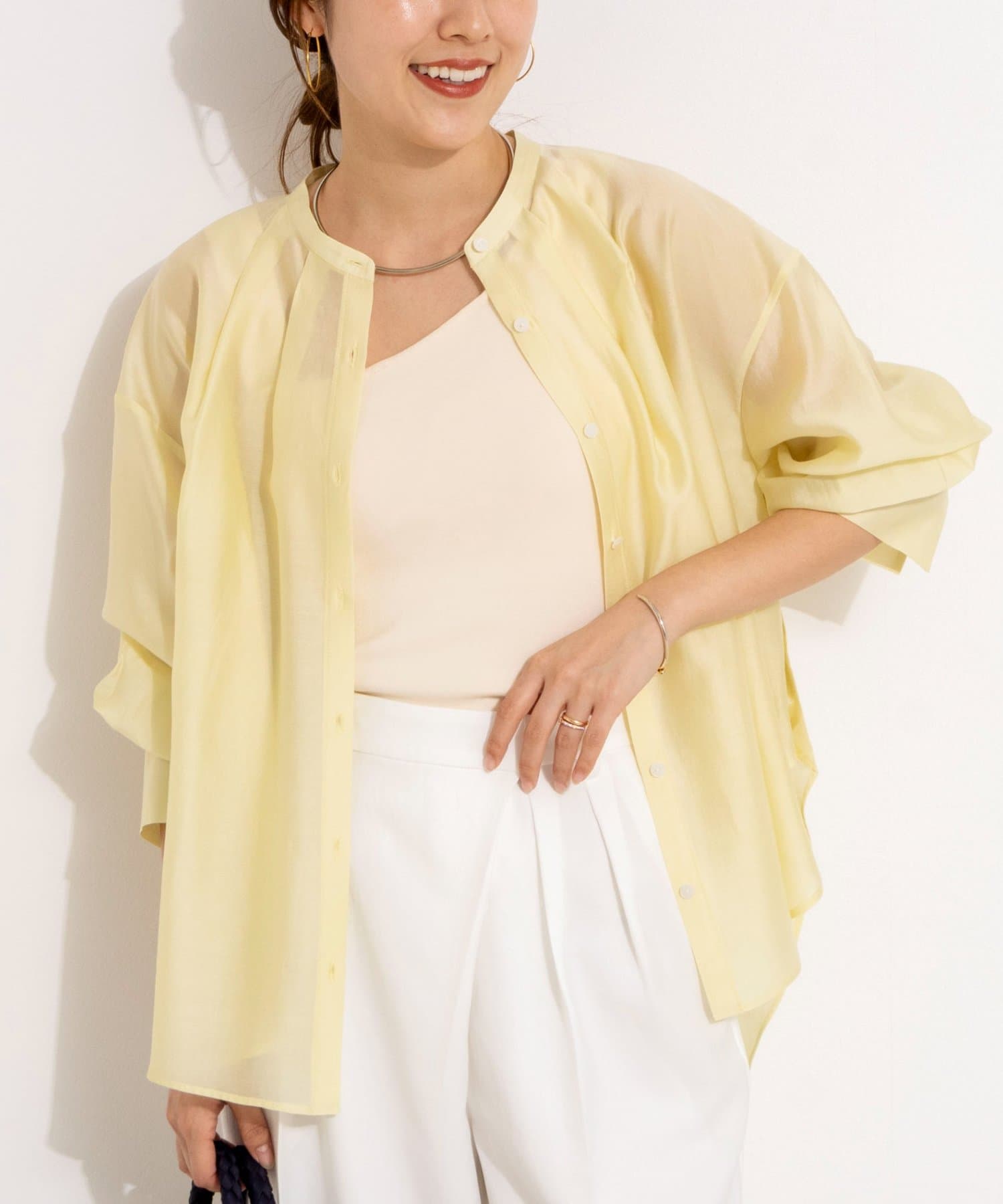 NOLLEY'S(ノーリーズ) ウォッシャブルサイドボタンシアーブラウス