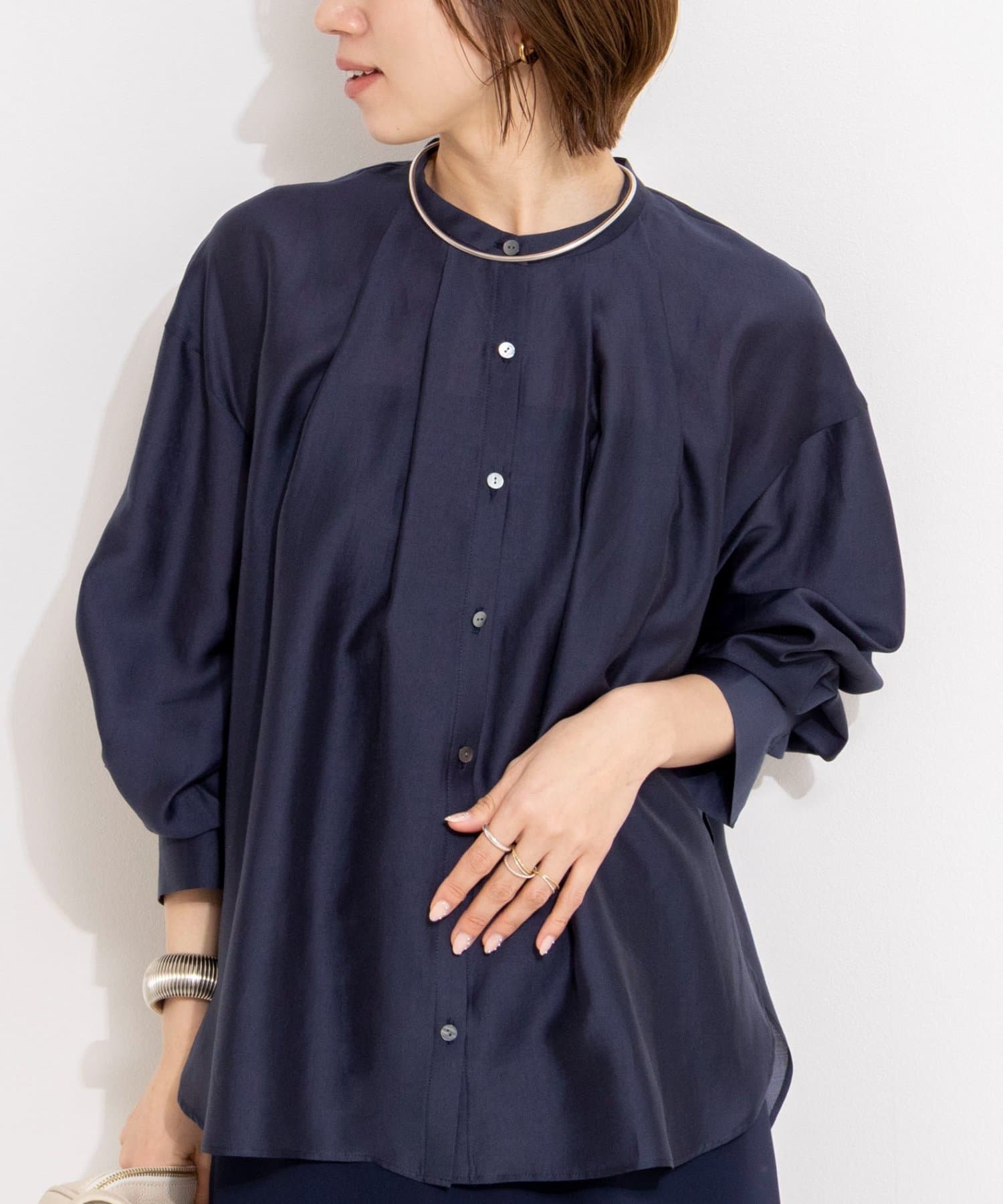 NOLLEY'S(ノーリーズ) ウォッシャブルサイドボタンシアーブラウス