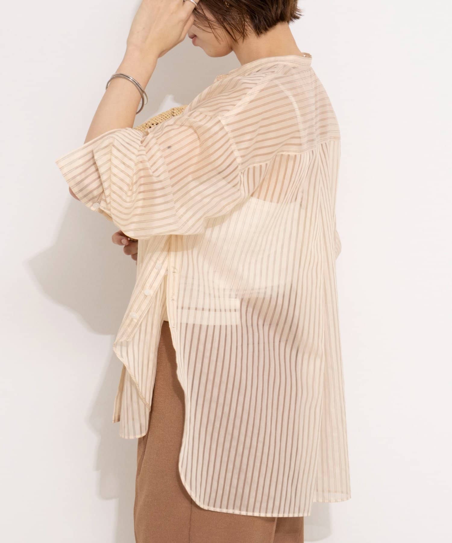 NOLLEY'S(ノーリーズ) ウォッシャブルサイドボタンシアーブラウス