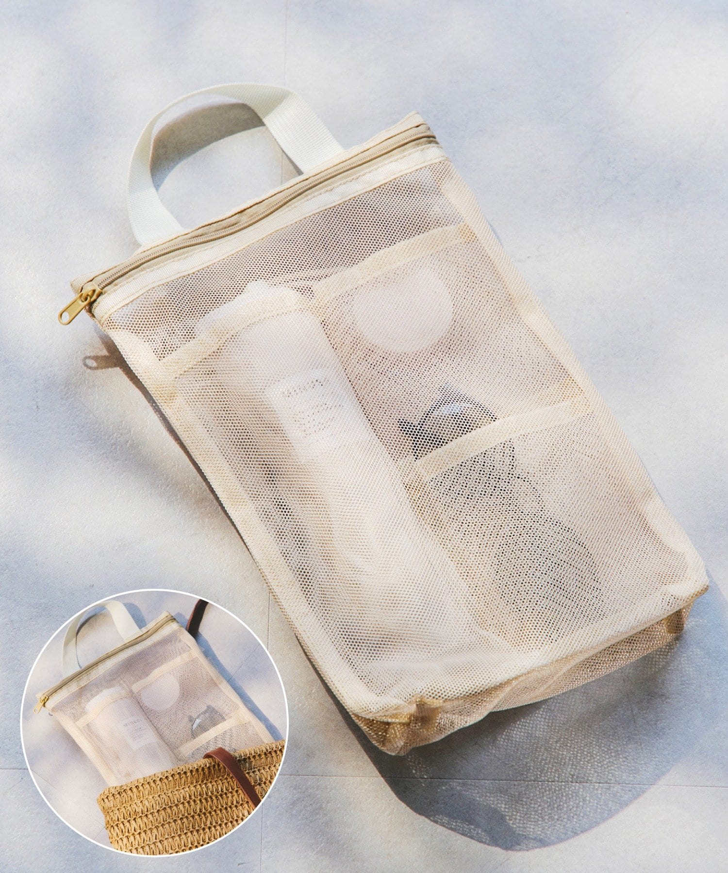 salut!(サリュ) 3ポケット付きメッシュポーチ縦