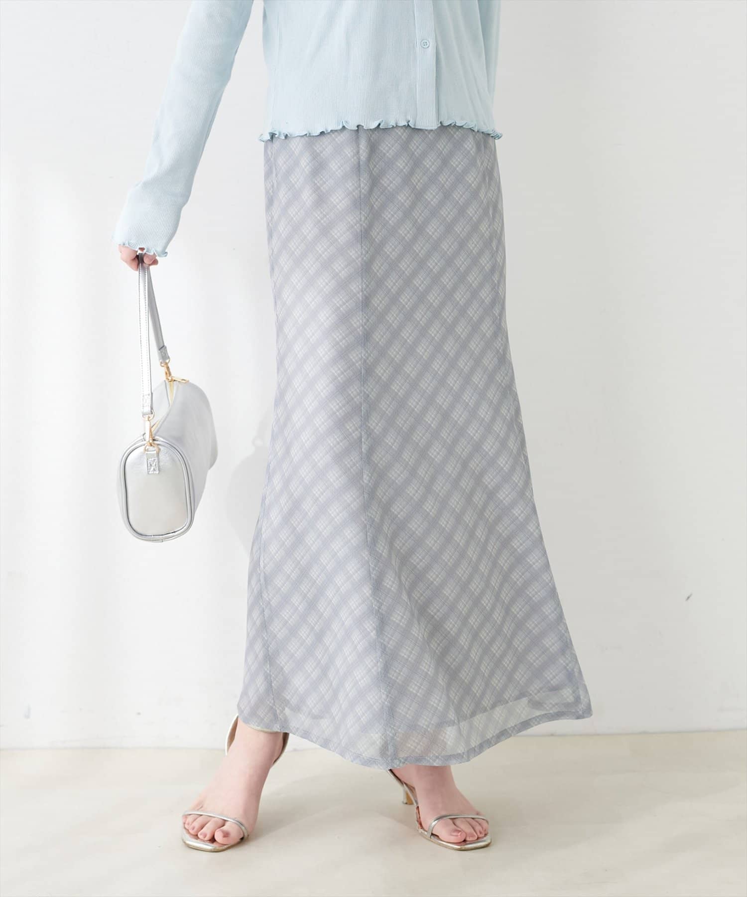 natural couture(ナチュラルクチュール) シアーチェックナロースカート