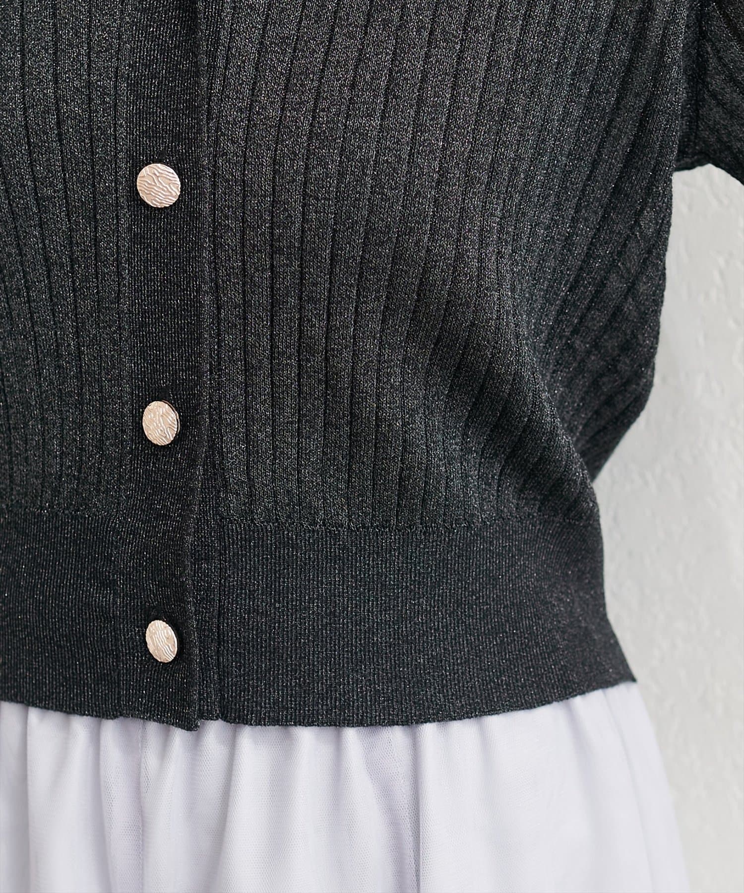 natural couture(ナチュラルクチュール) リブシアーニットカーディガン