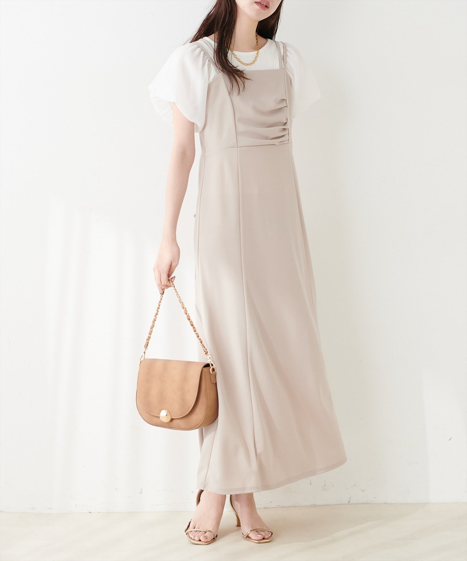 natural couture(ナチュラルクチュール) ドレープカットキャミワンピース