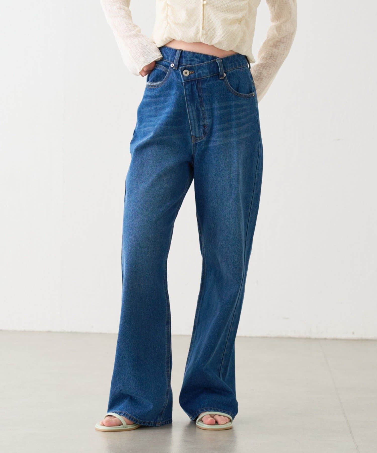 Kastane(カスタネ) 【3サイズ展開/低身長サイズ/高身長サイズ】B ウエストラップデニムパンツ