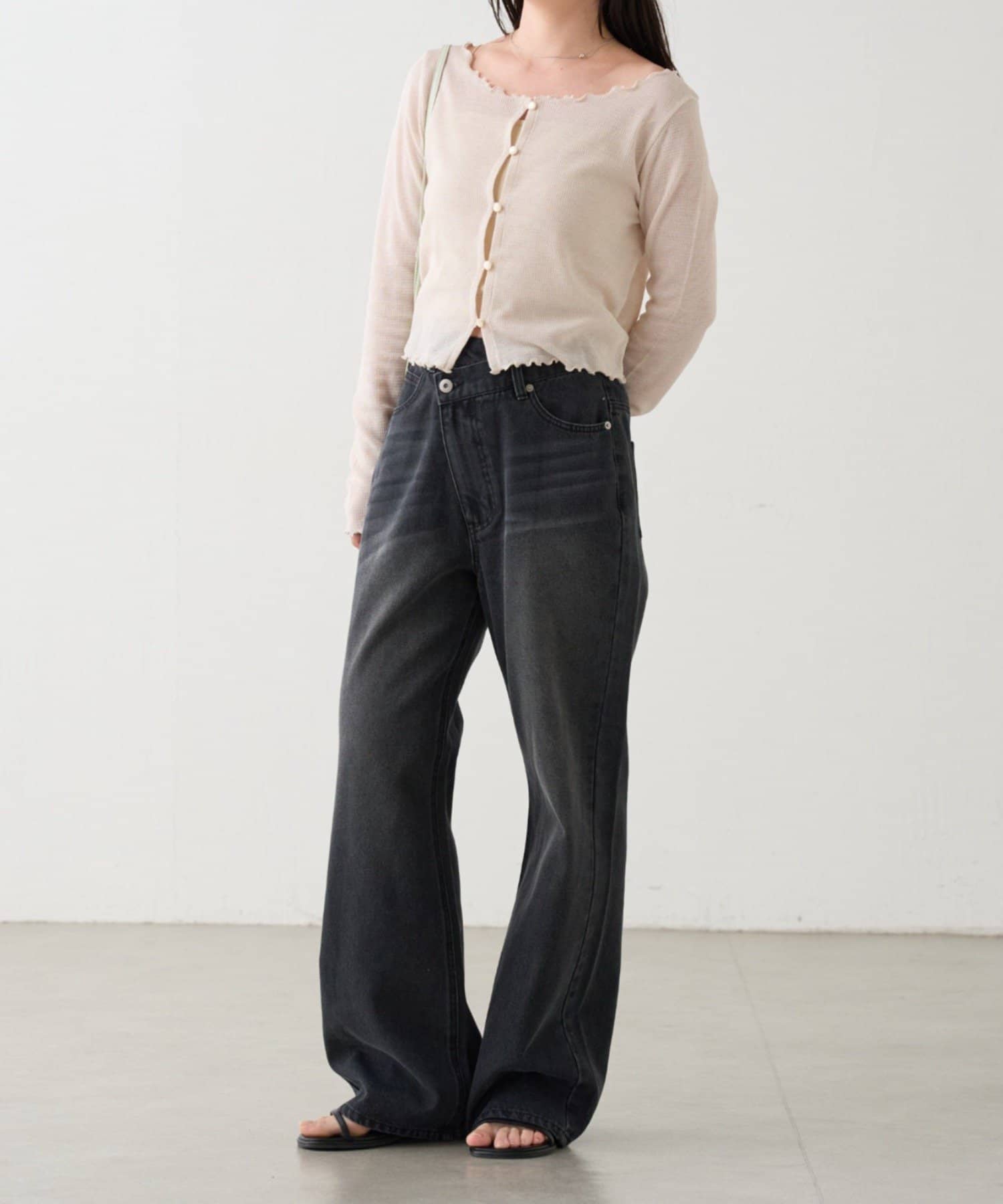 Kastane(カスタネ) 【3サイズ展開/低身長サイズ/高身長サイズ】B ウエストラップデニムパンツ