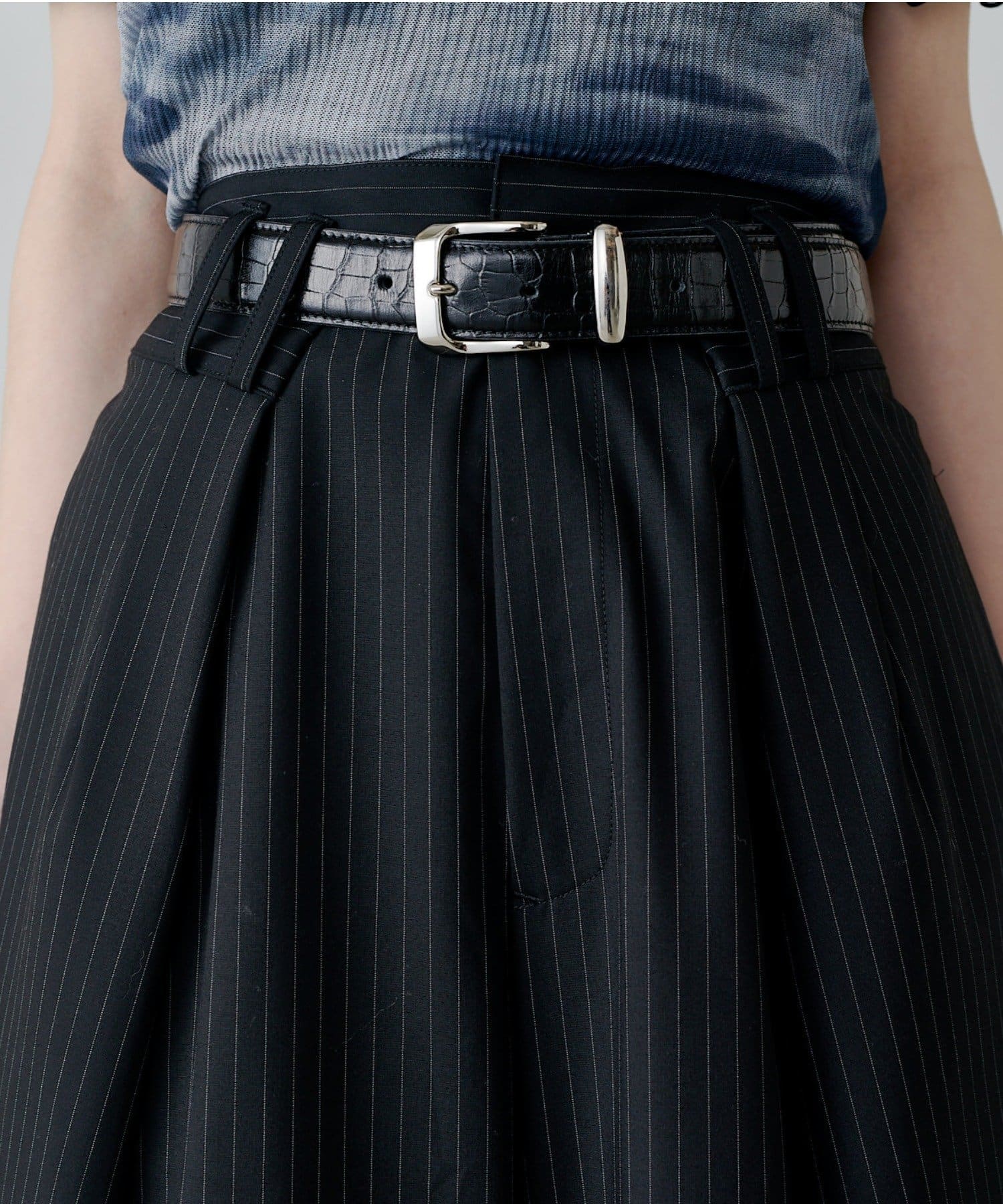 Lui's(ルイス) ポプリンストライプラップデザインパンツ