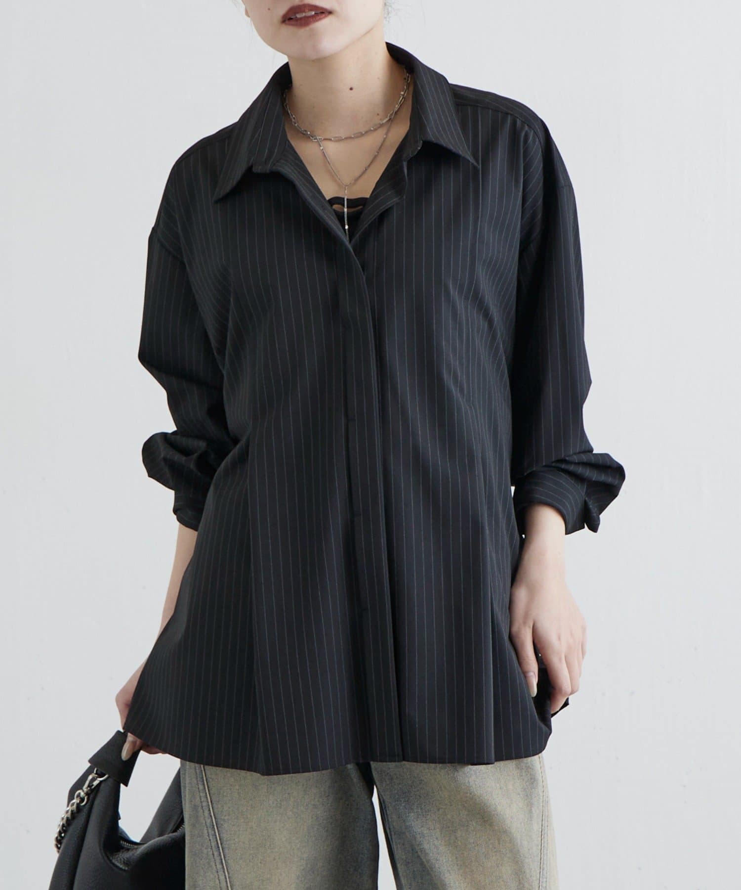 Lui's(ルイス) ベルトデザインストライプシャツ